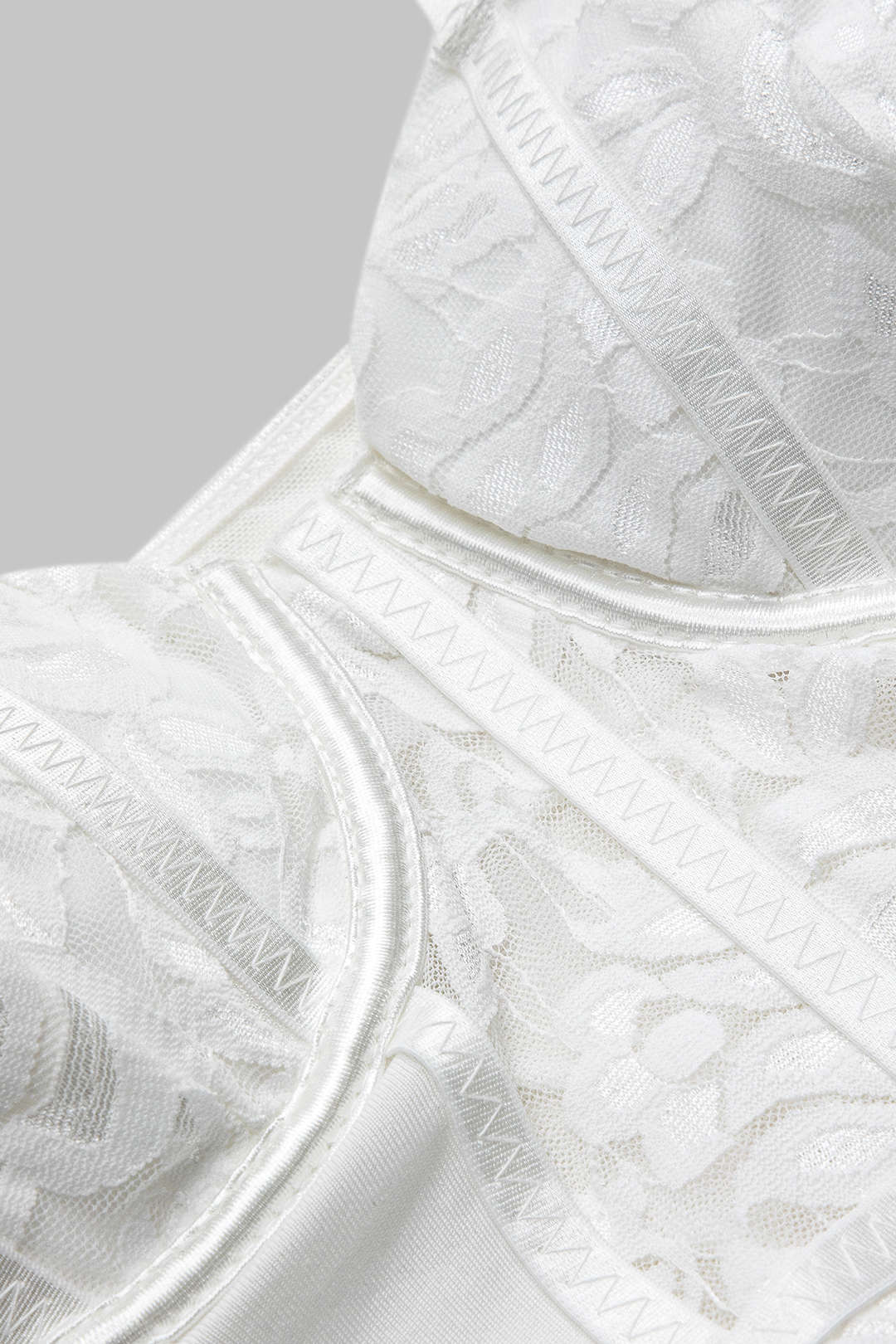 Ağ Mesh Dantel Nakışlı Bustier Korse Slip İç Çamaşırı Bodysuit