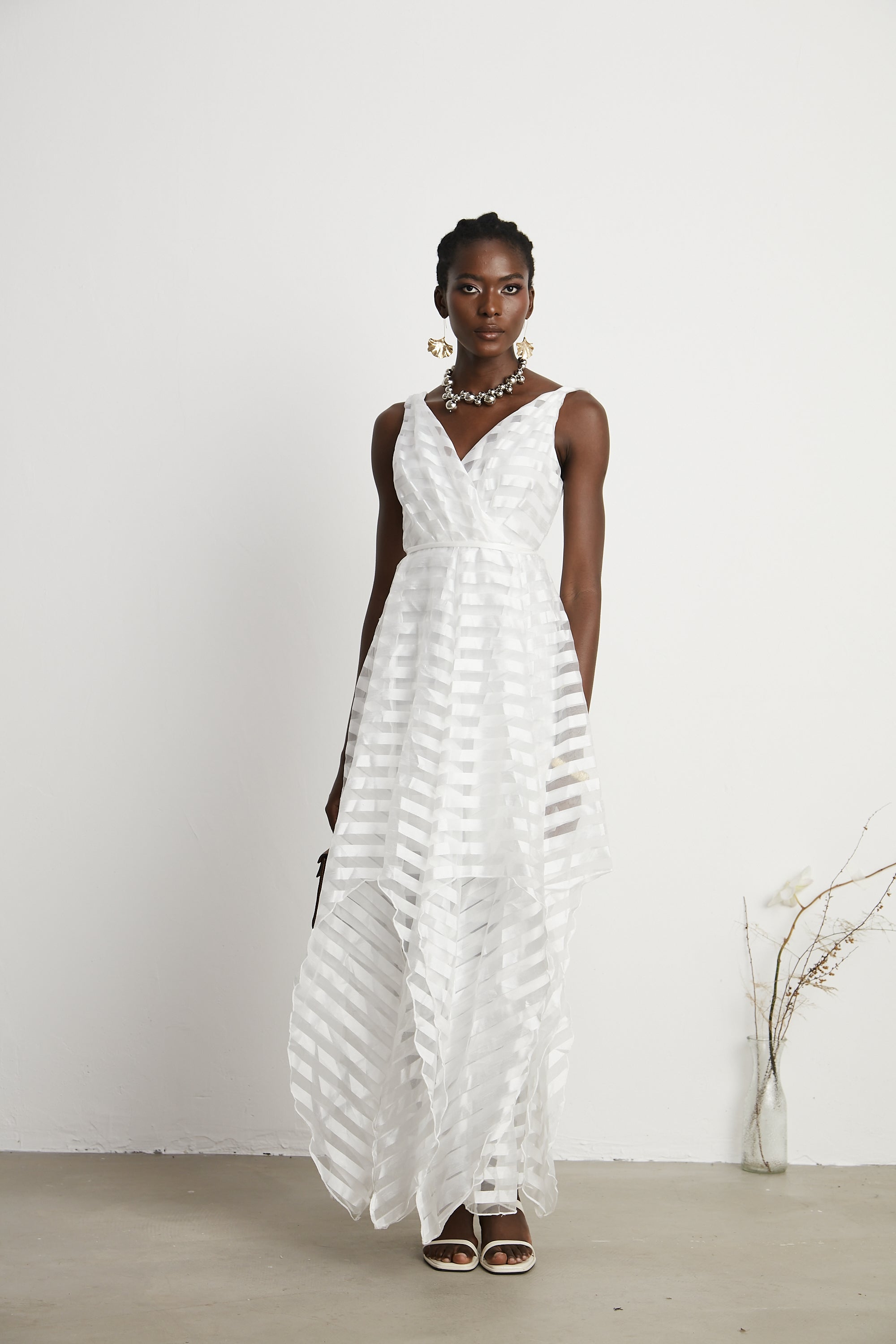 Aimée tül midi elbise