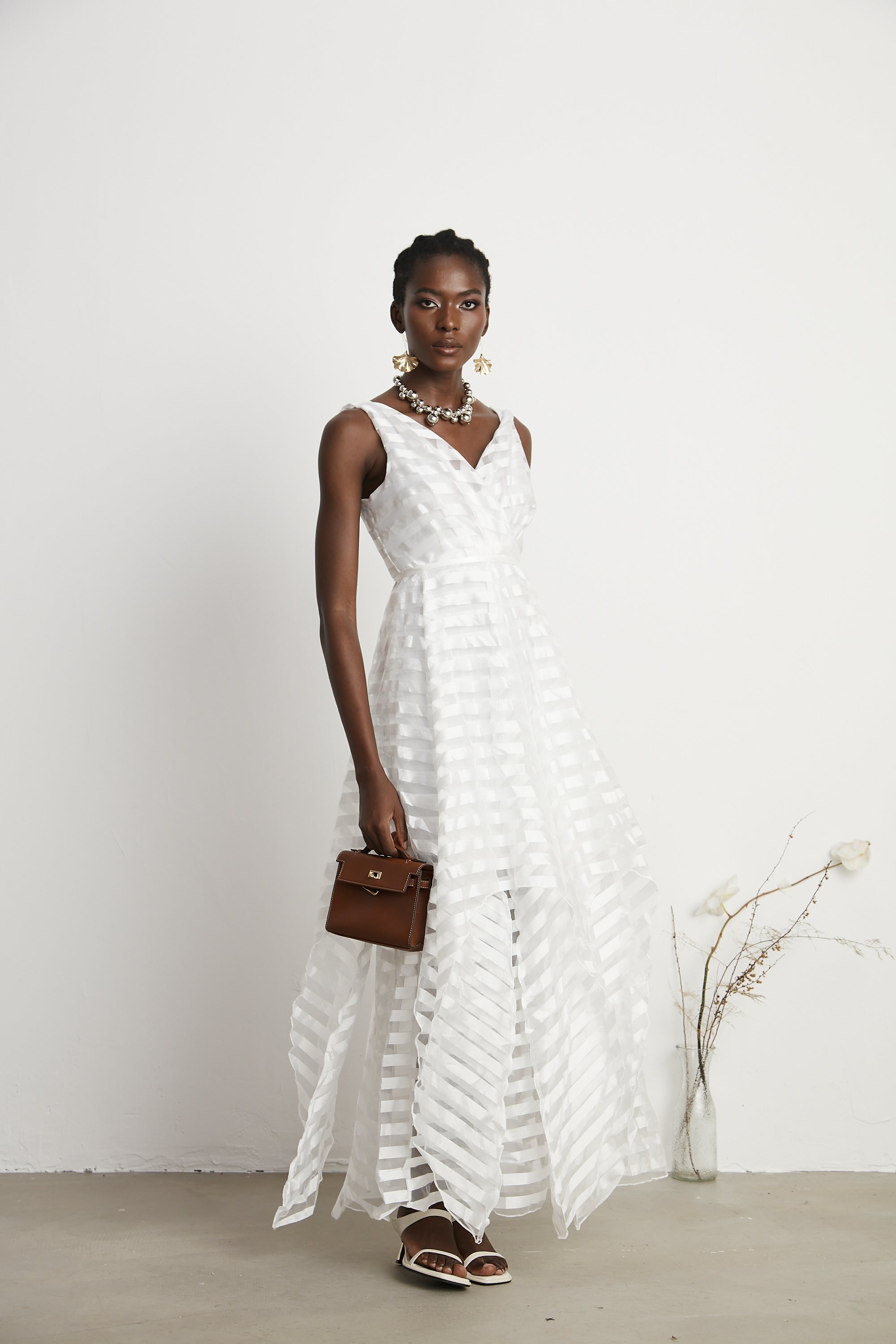 Aimée tül midi elbise