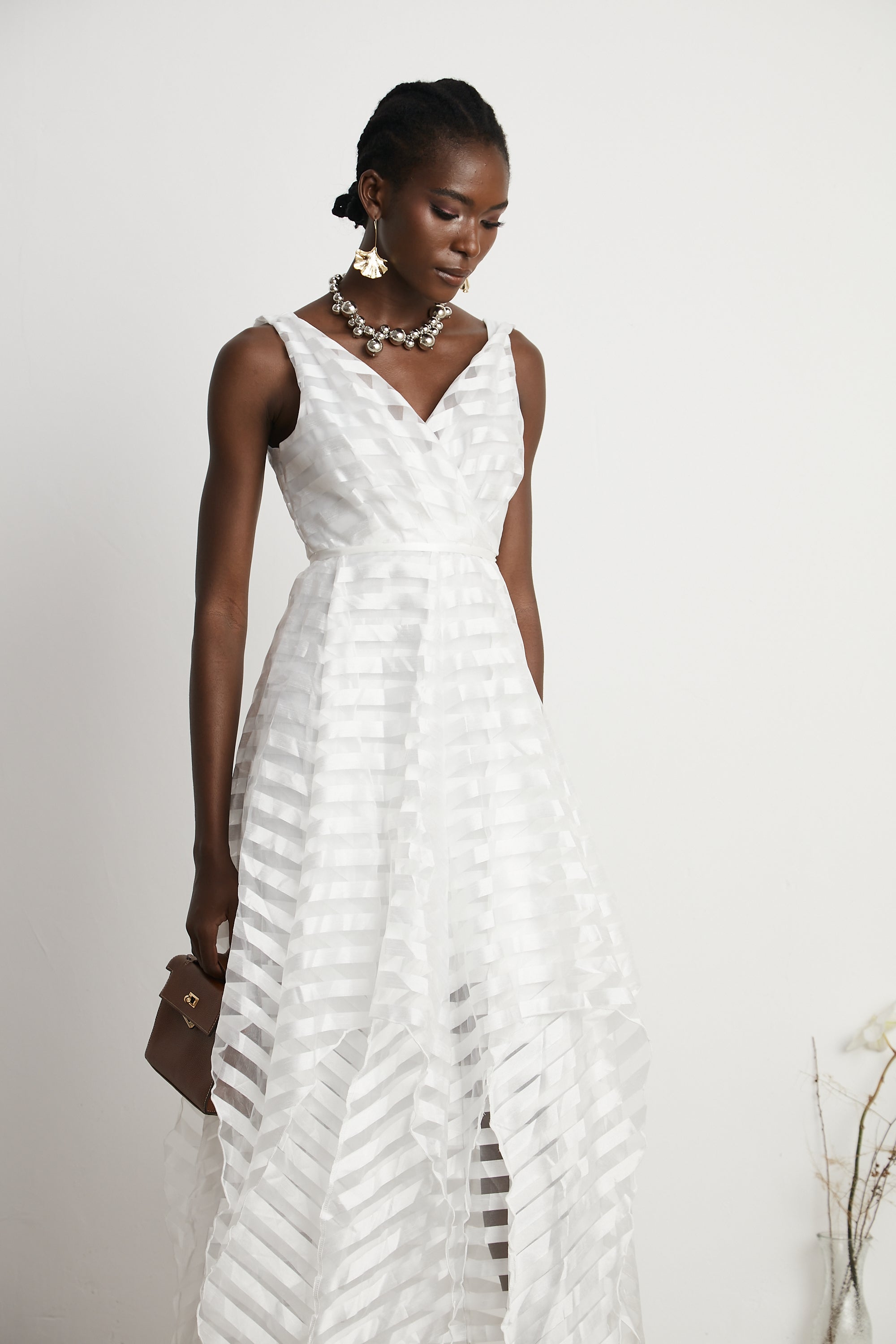 Aimée tül midi elbise