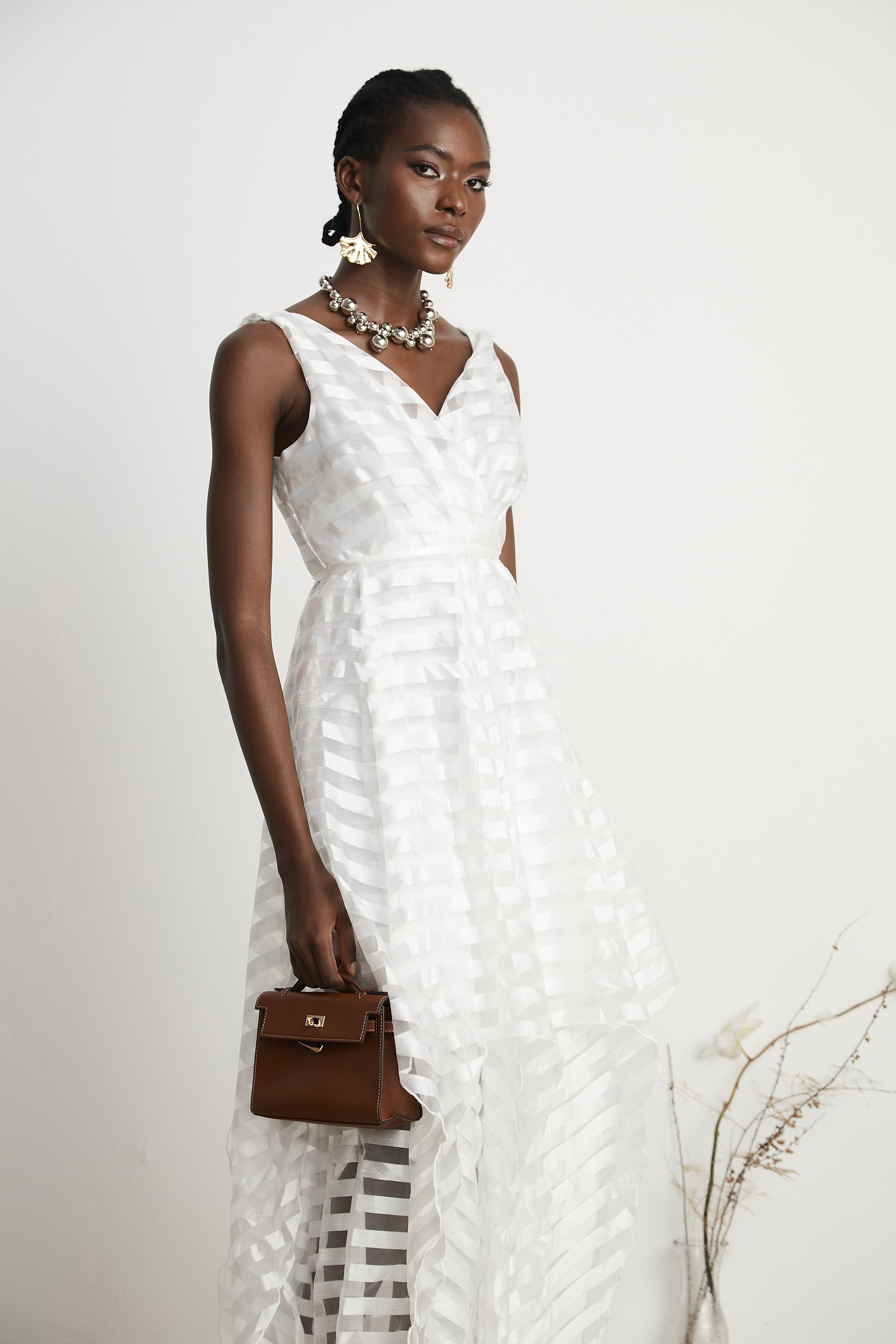 Aimée tül midi elbise