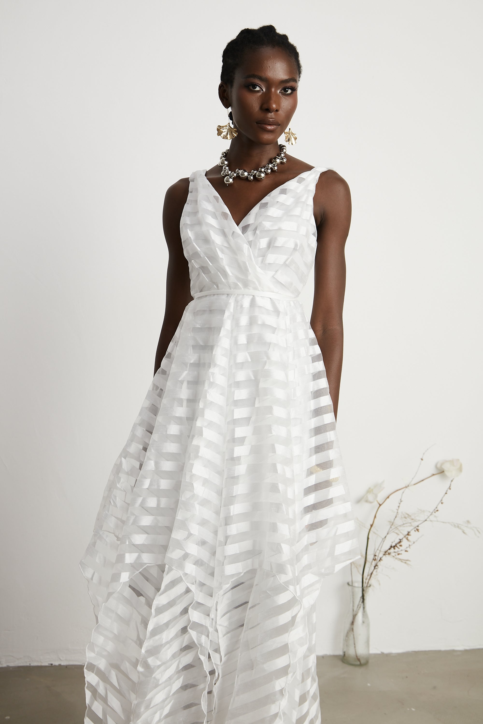 Aimée tül midi elbise