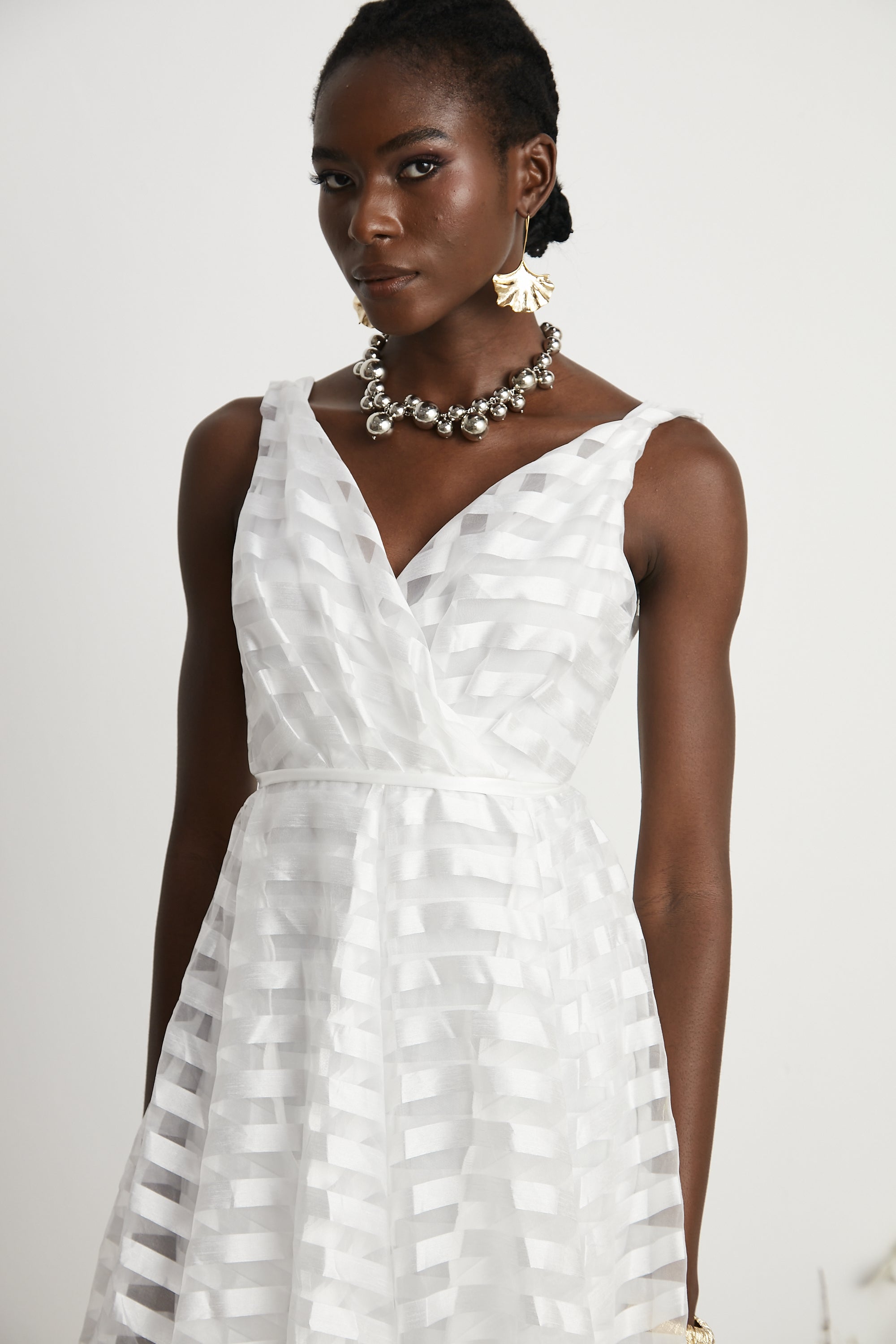 Aimée tül midi elbise