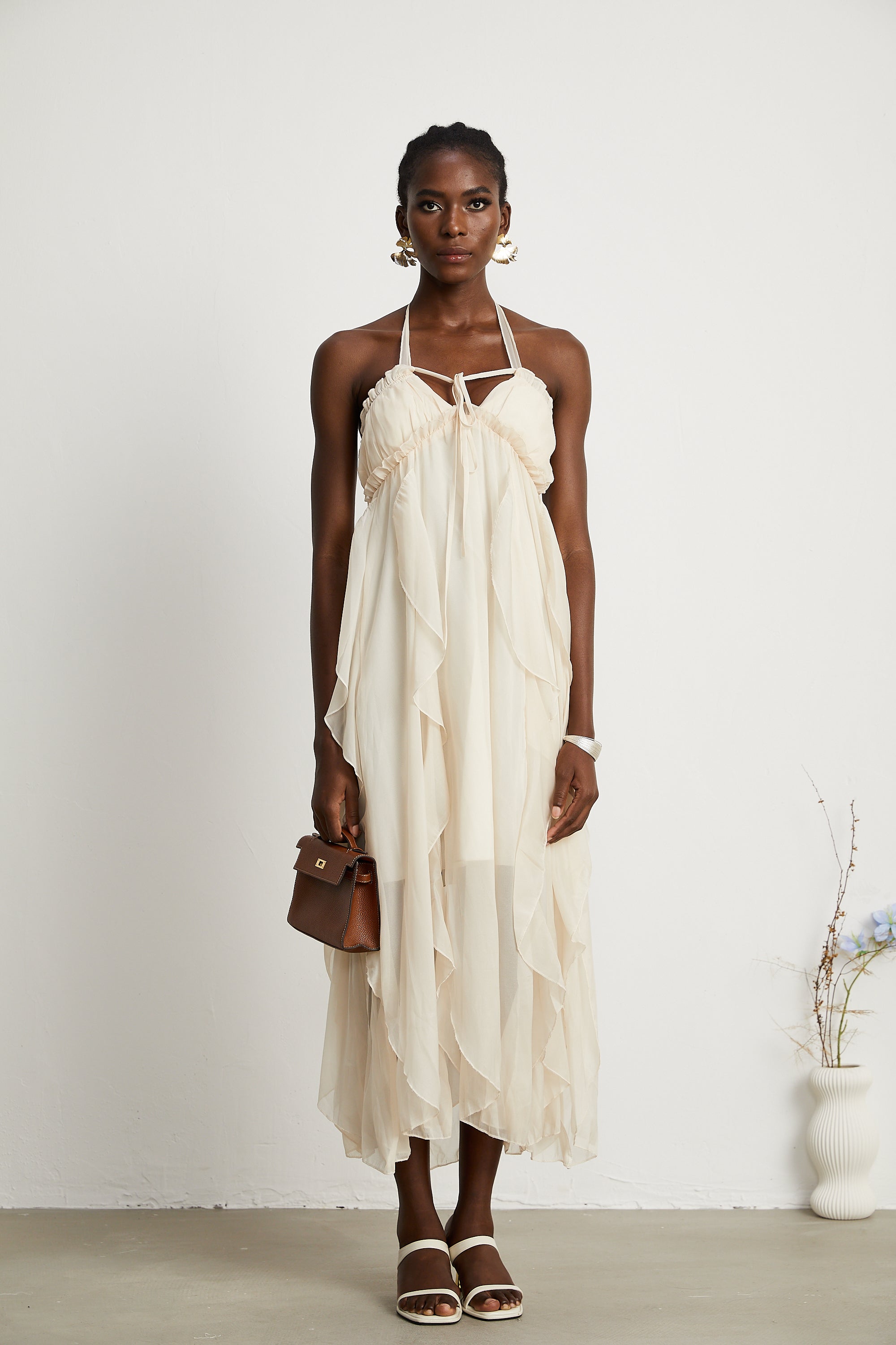 Axelle tül midi elbise