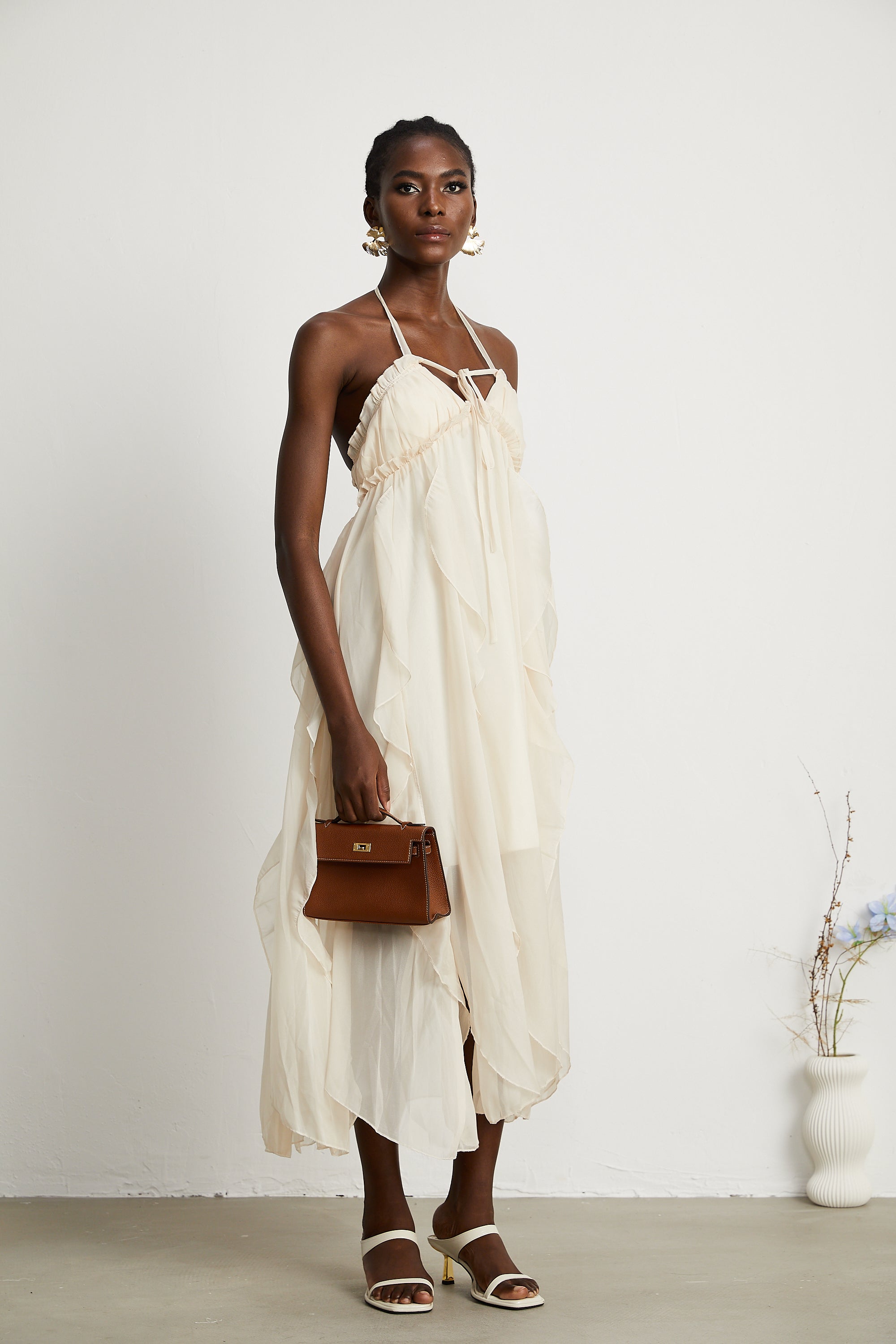 Axelle tül midi elbise