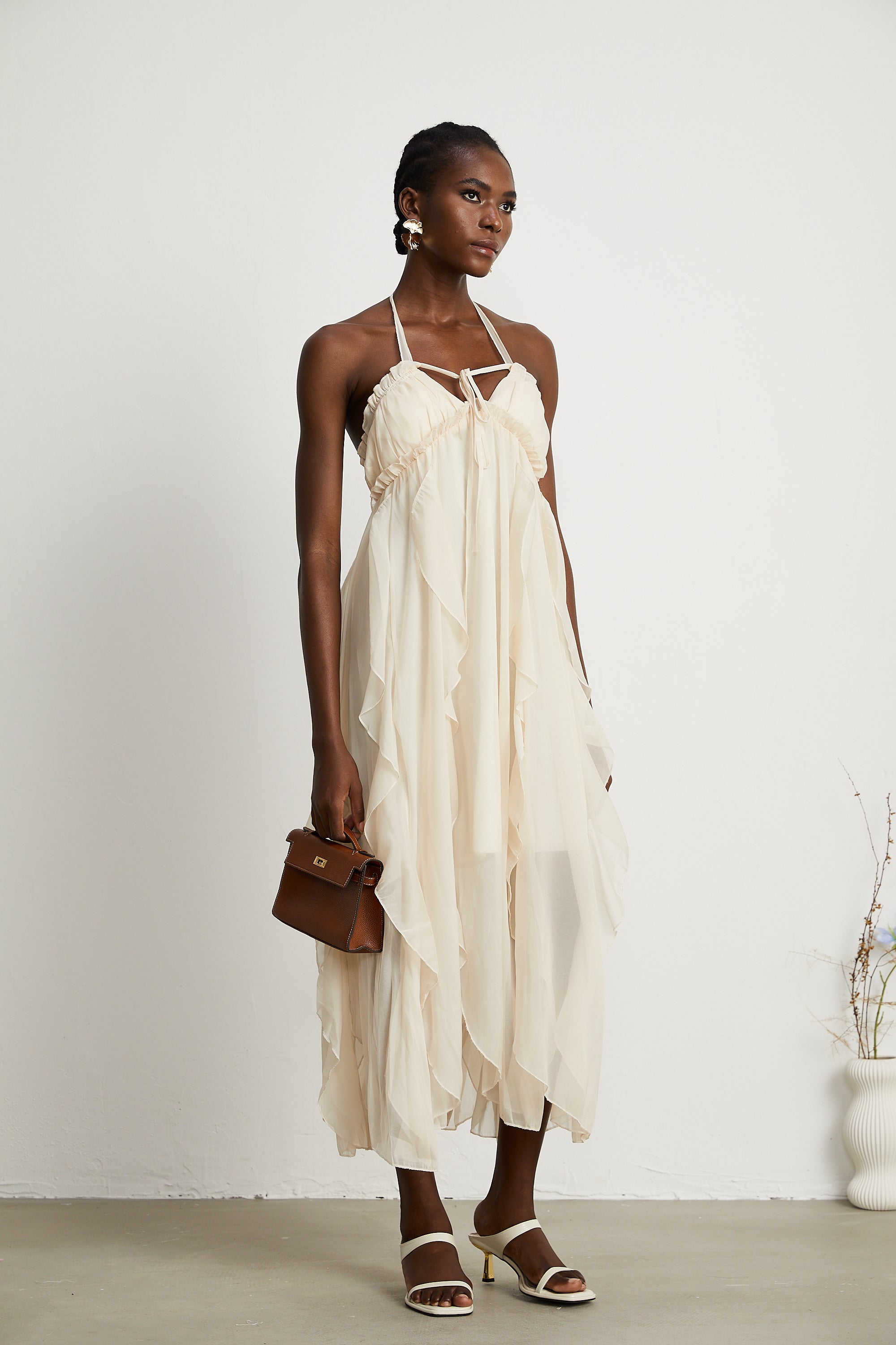 Axelle tül midi elbise