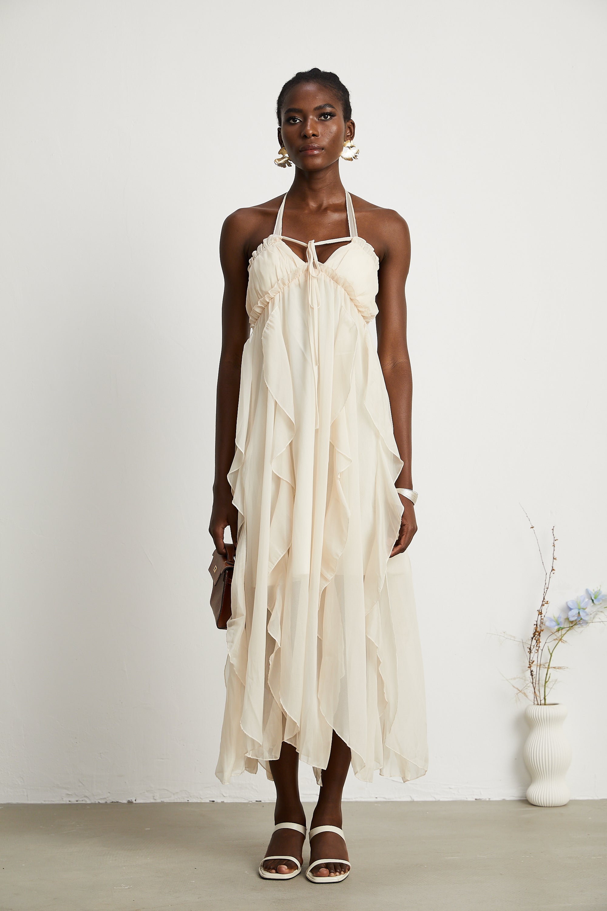 Axelle tül midi elbise