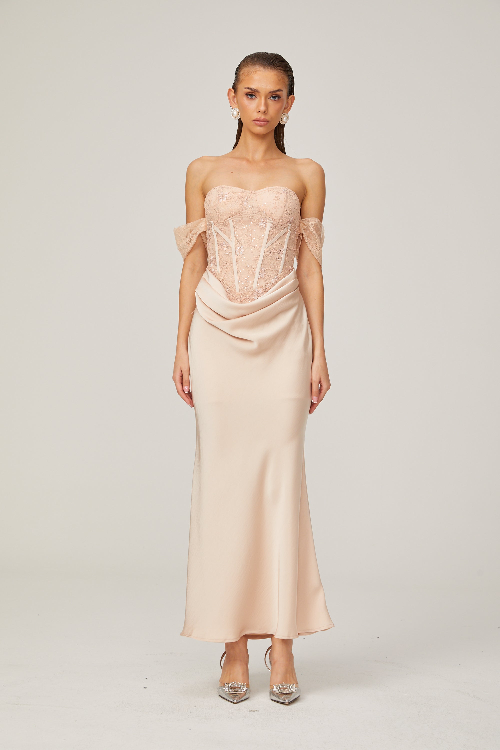 Ariane dantel midi elbise