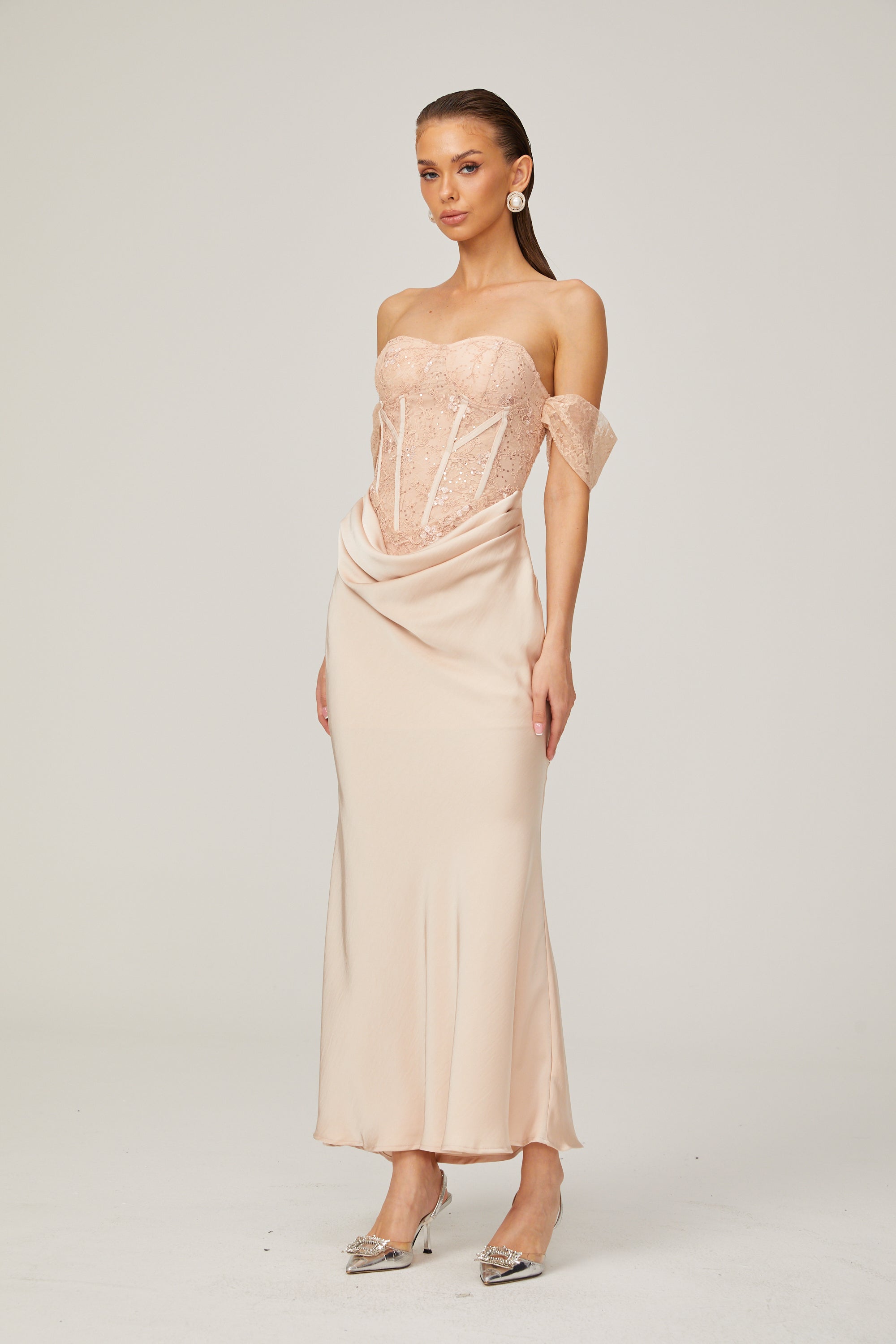 Ariane dantel midi elbise