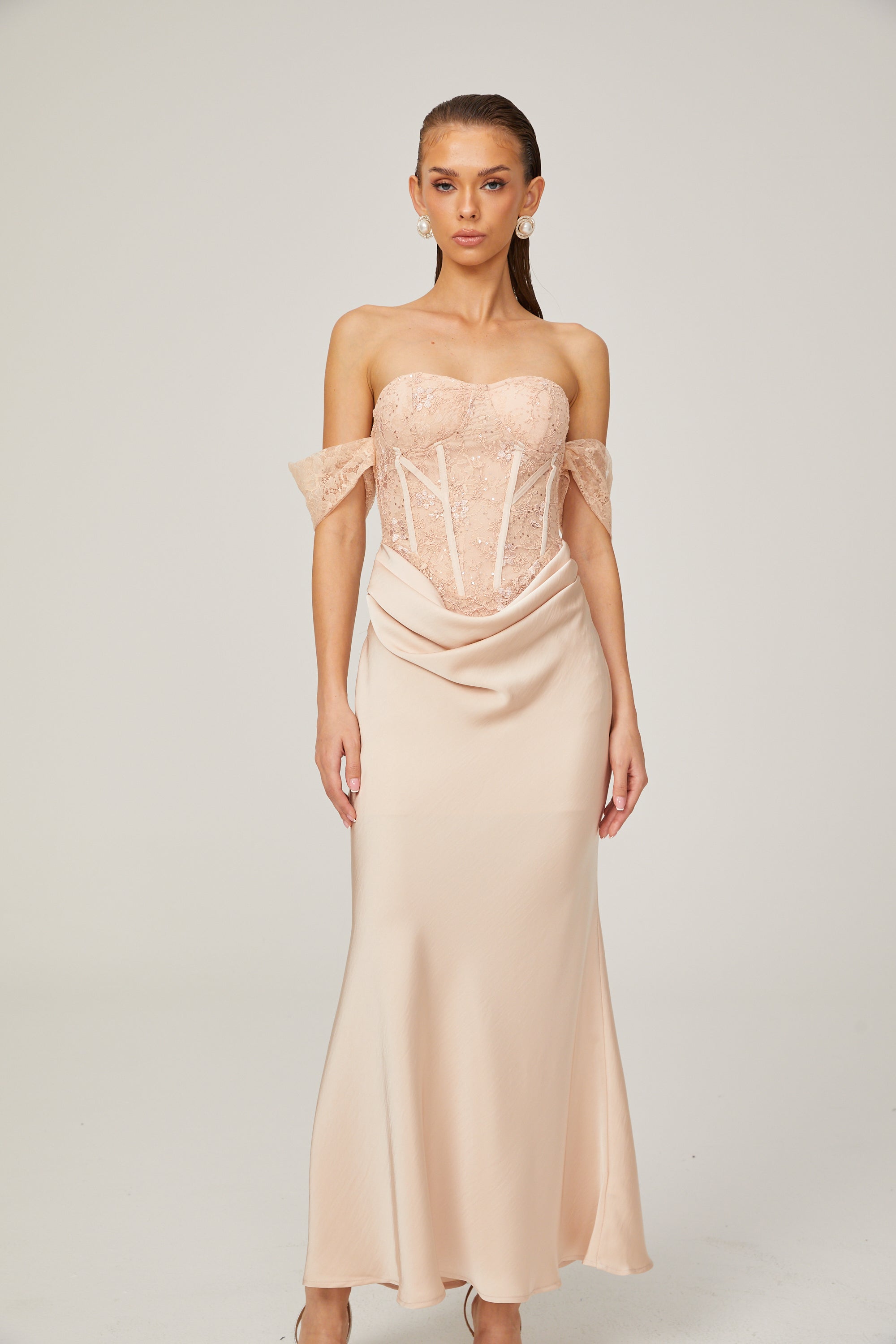 Ariane dantel midi elbise