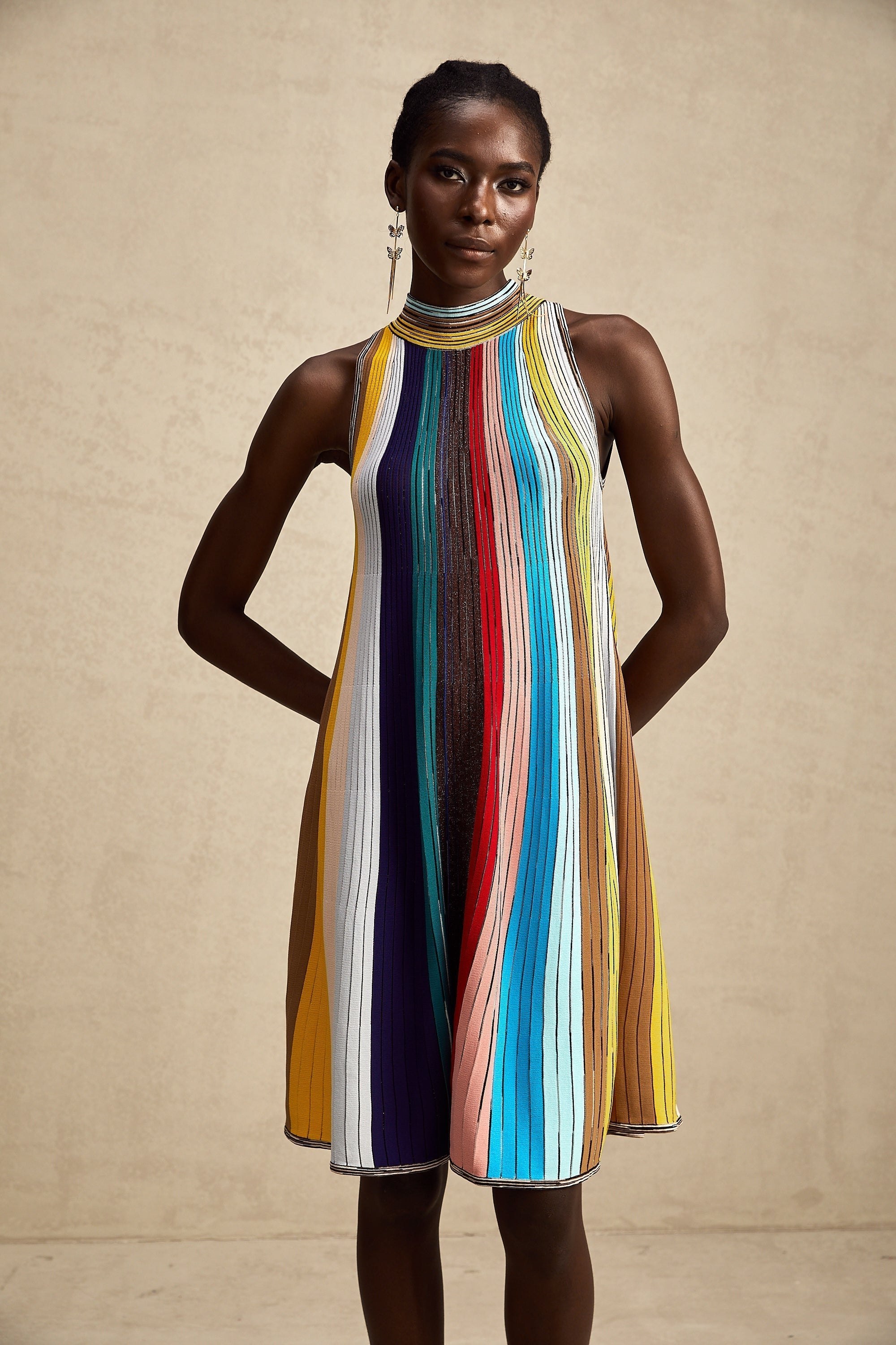 Anaïs çizgi mini elbise