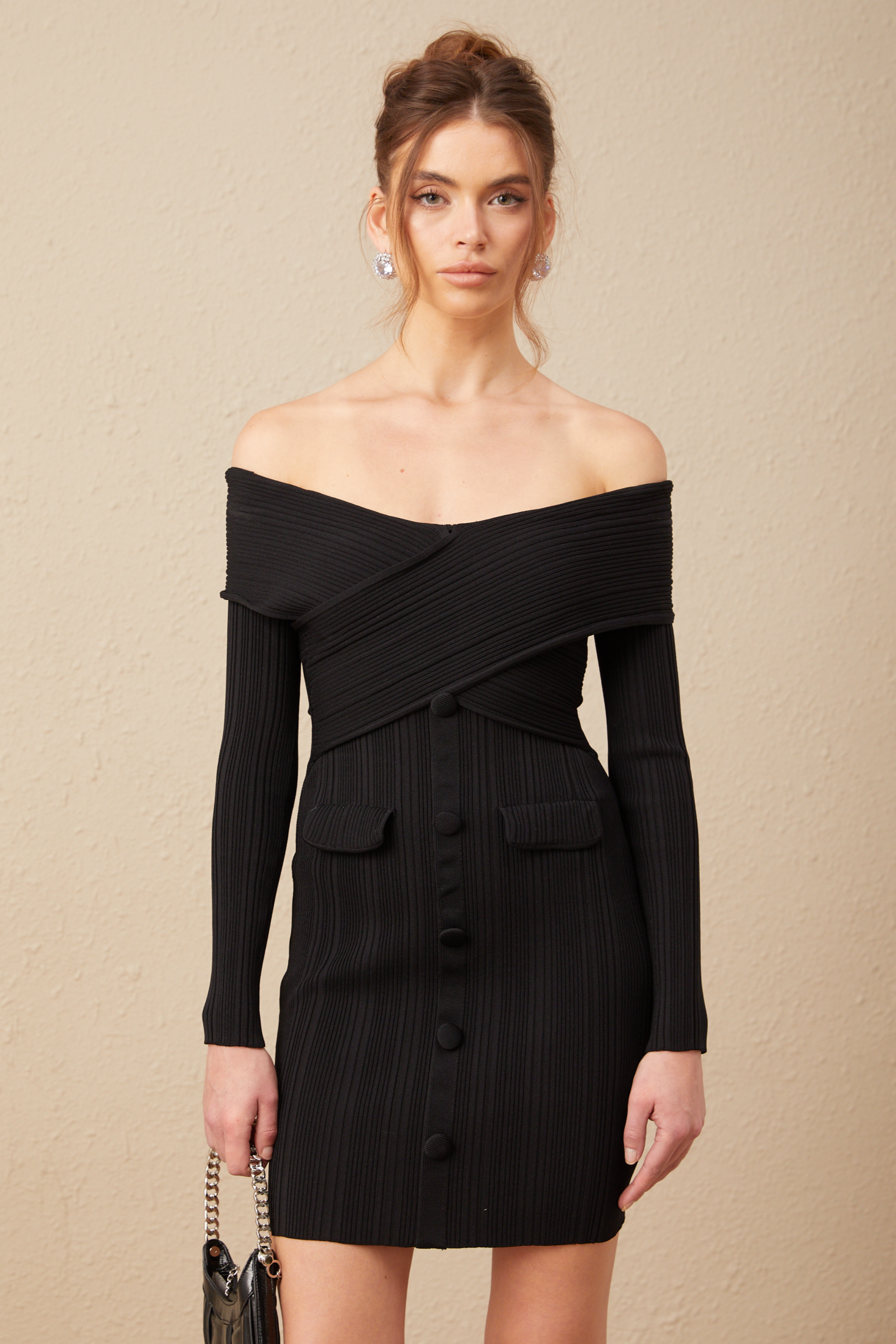 Alice Omuzsuz Ribana Triko Mini Elbise