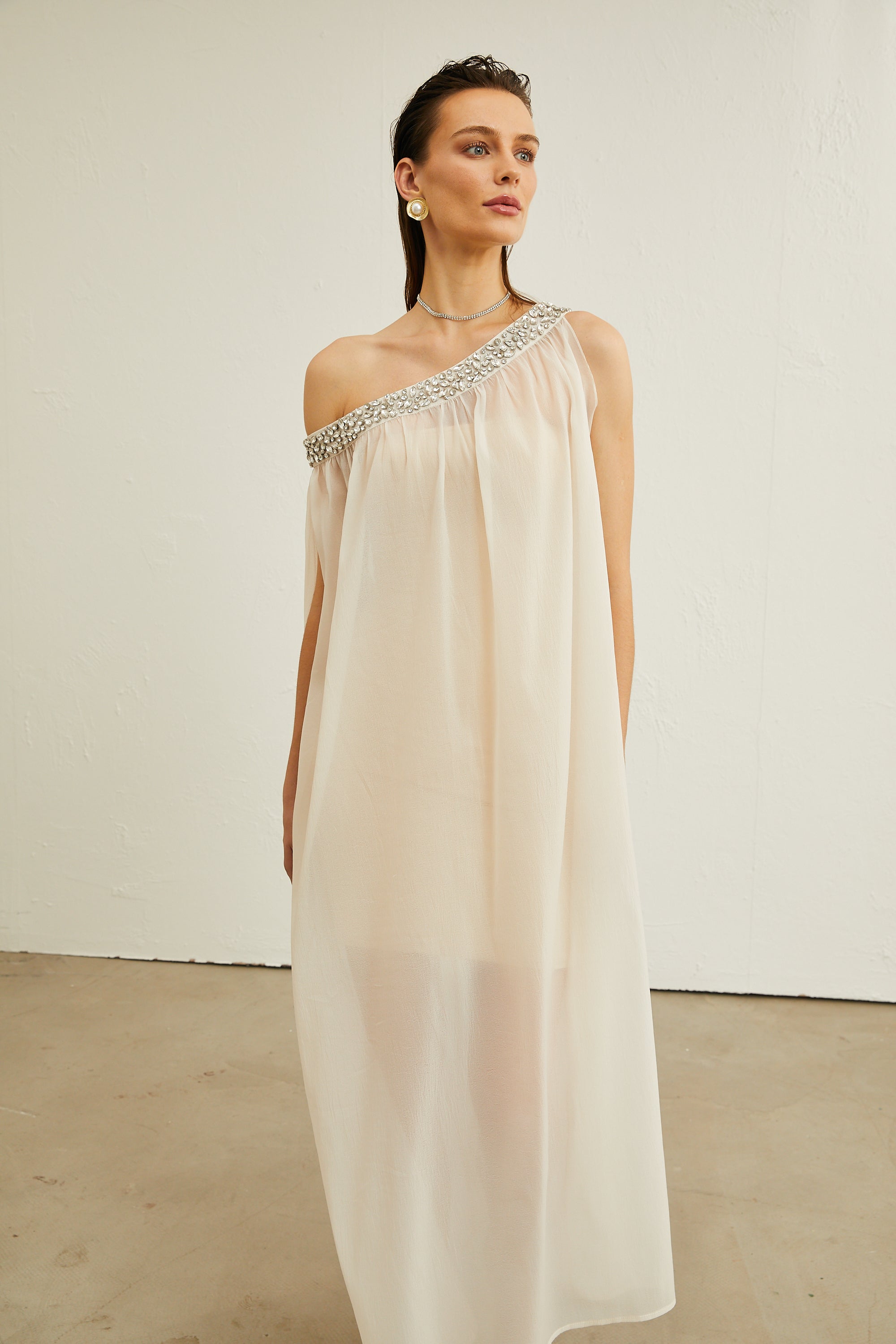 Austen kristal midi elbise