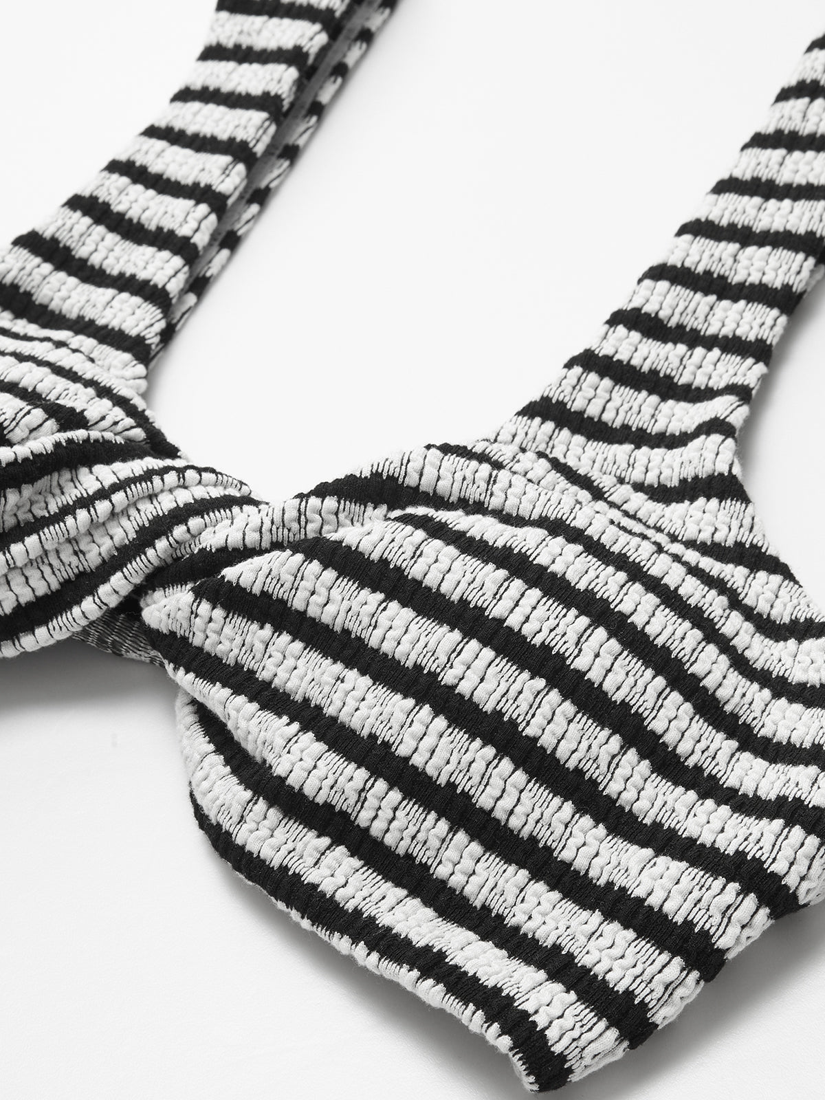 Bağcıklı Çizgili Örme Bikini Takımı
