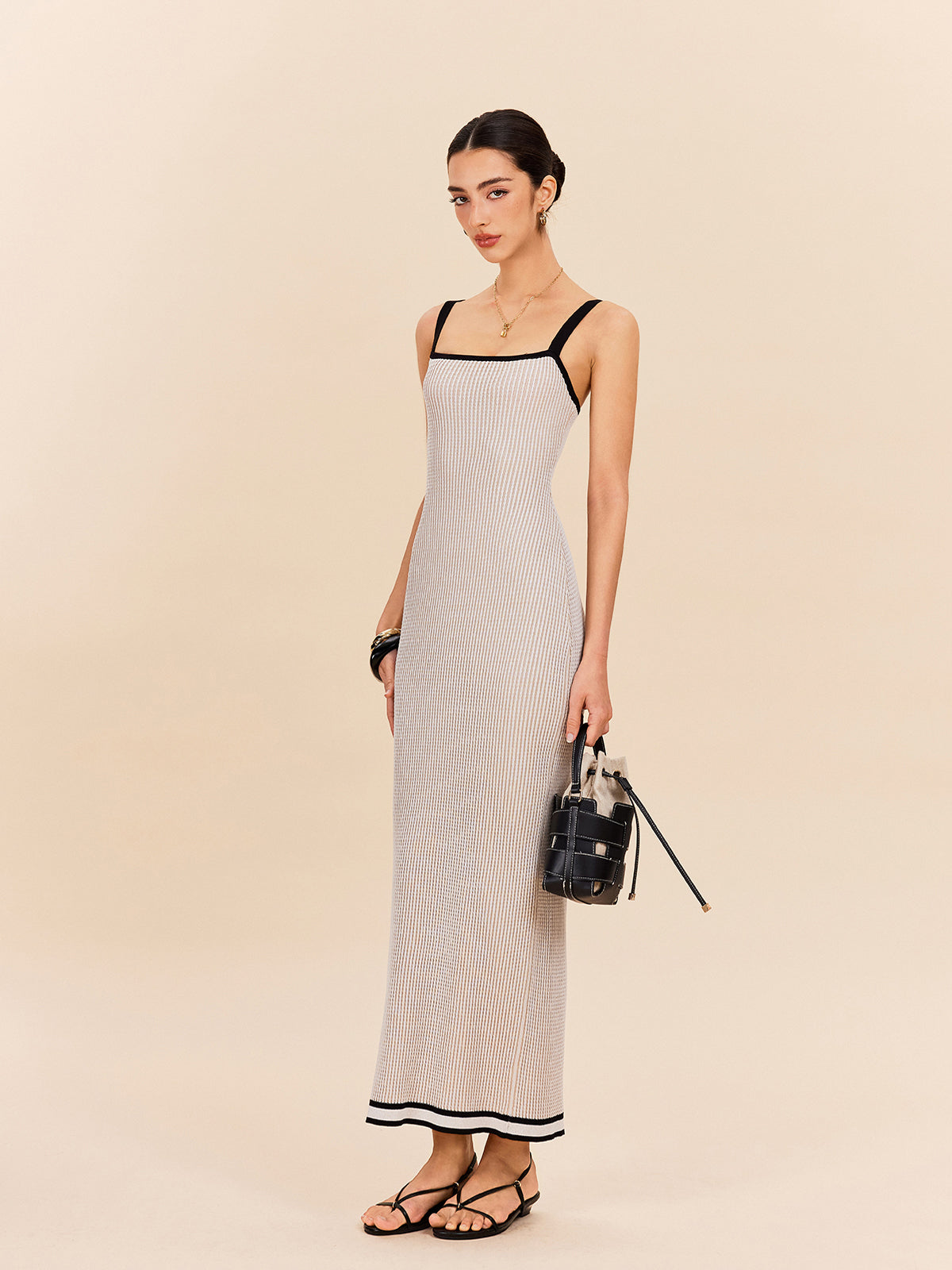 Askılı midi elbise