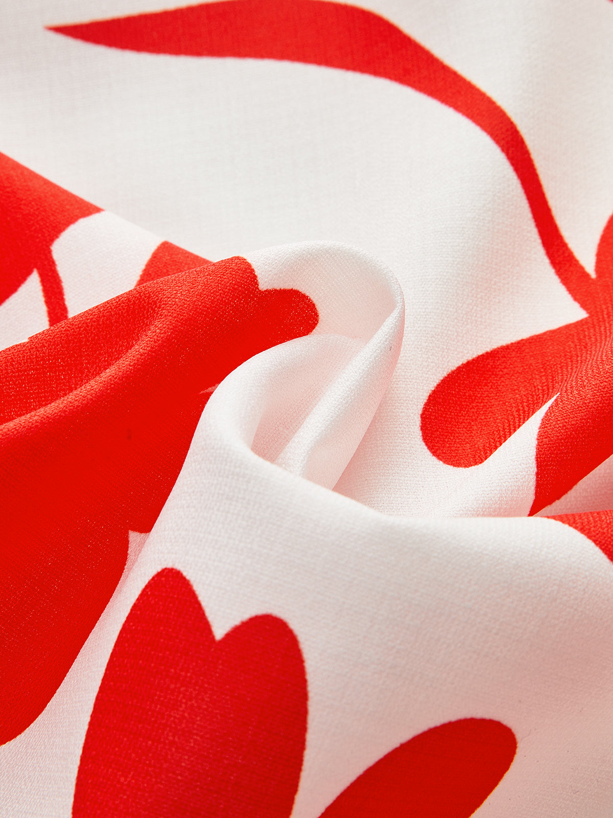 Asimetrik çiçek desenli midi elbise