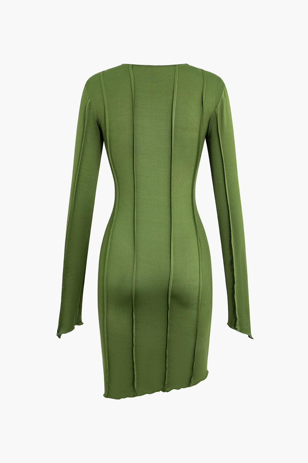 Asimetrik Yaka Uzun Kollu Mini Elbise