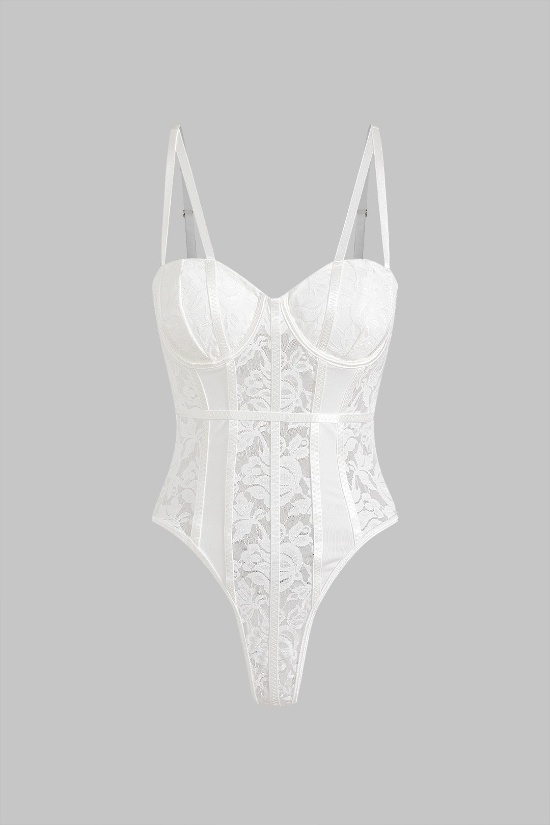 Ağ Mesh Dantel Nakışlı Bustier Korse Slip İç Çamaşırı Bodysuit