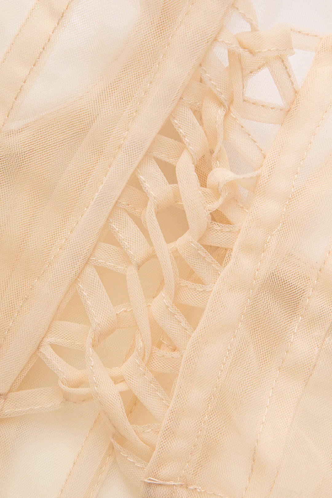 Bağlama Detaylı Şeffaf Mesh Korse Straplez Üst