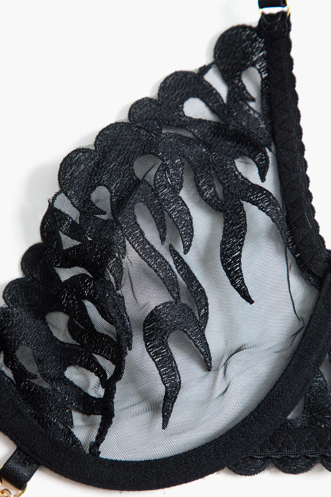 Nakışlı Zincir Detaylı Kesik İç Giyim Garter Seti