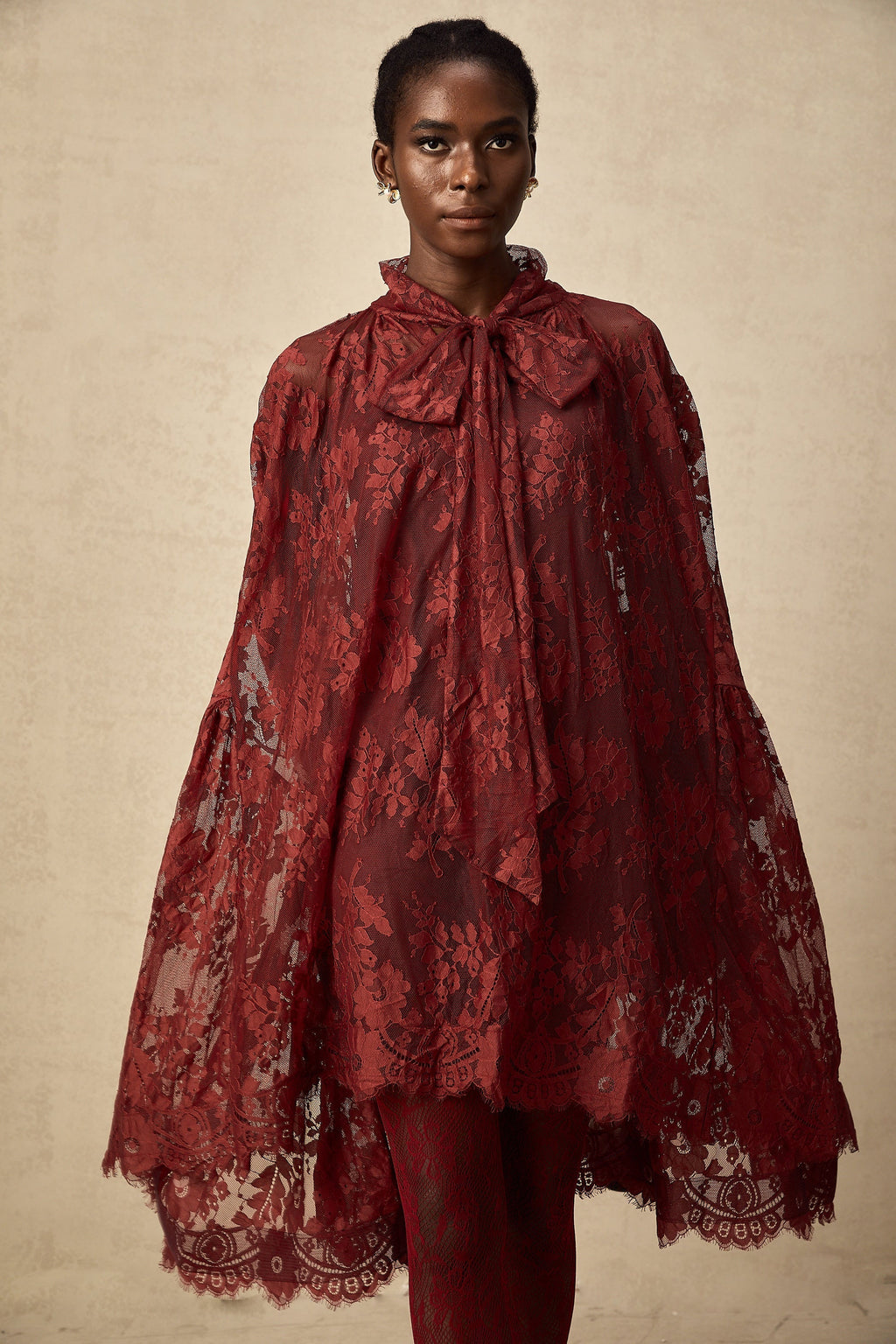 Coline Kırmızı Dantel Oversize Elbise