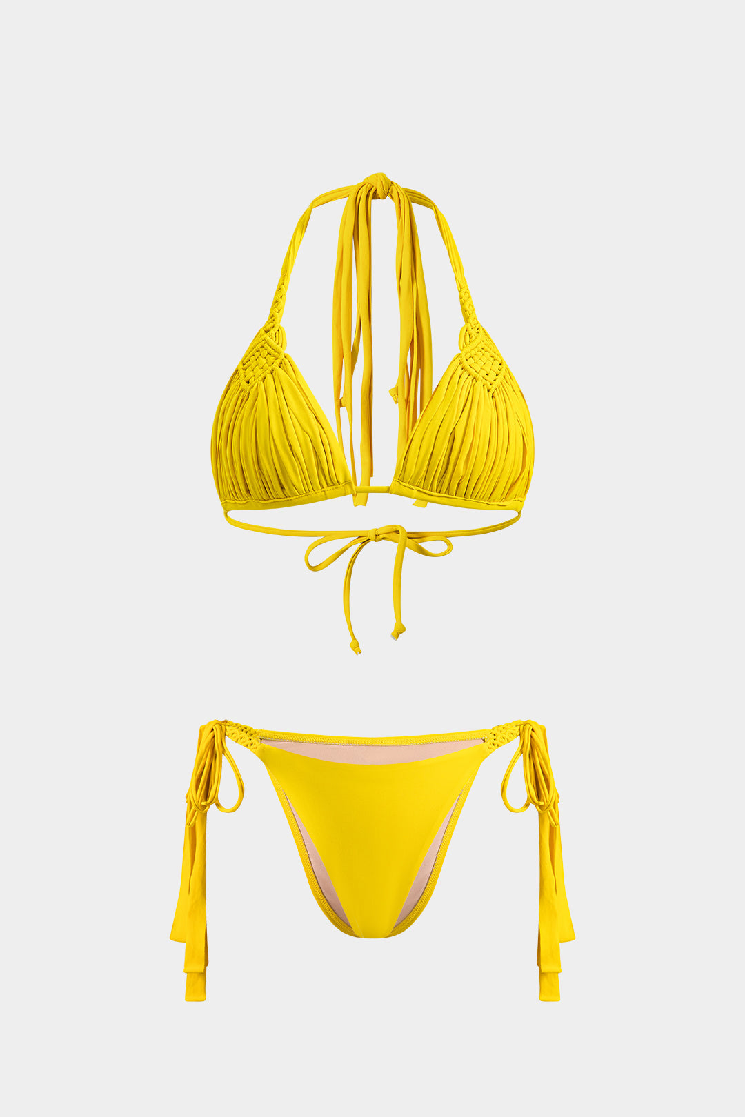 Buruşuk Bağcıklı Askılı Bikini Takımı