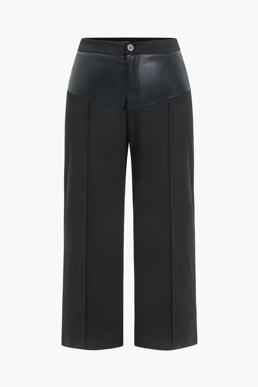 Büyük Beden Deri Patchwork Pantolon