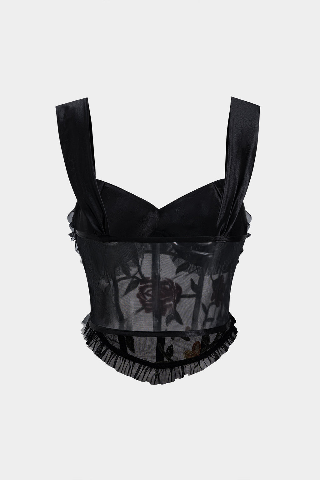 Dantel Nakışlı, Dalgalı Kenarlı, Büzgülü Büstiyer Korse Atlet Üst