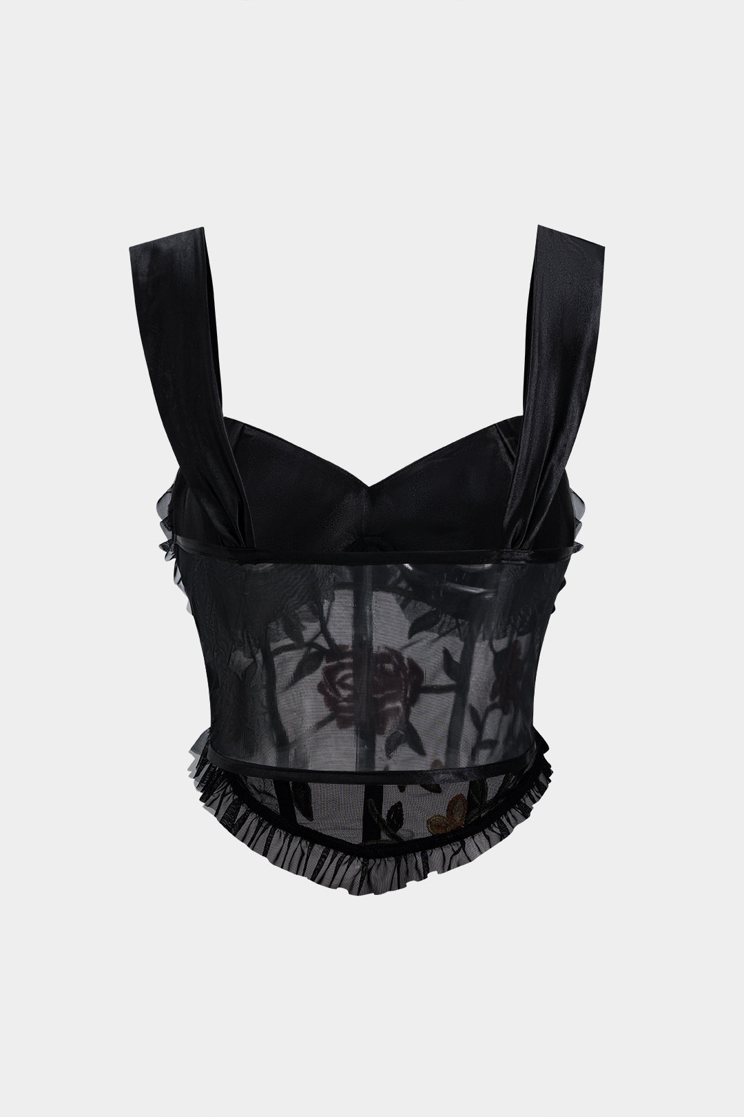 Dantel Nakışlı, Dalgalı Kenarlı, Büzgülü Büstiyer Korse Atlet Üst