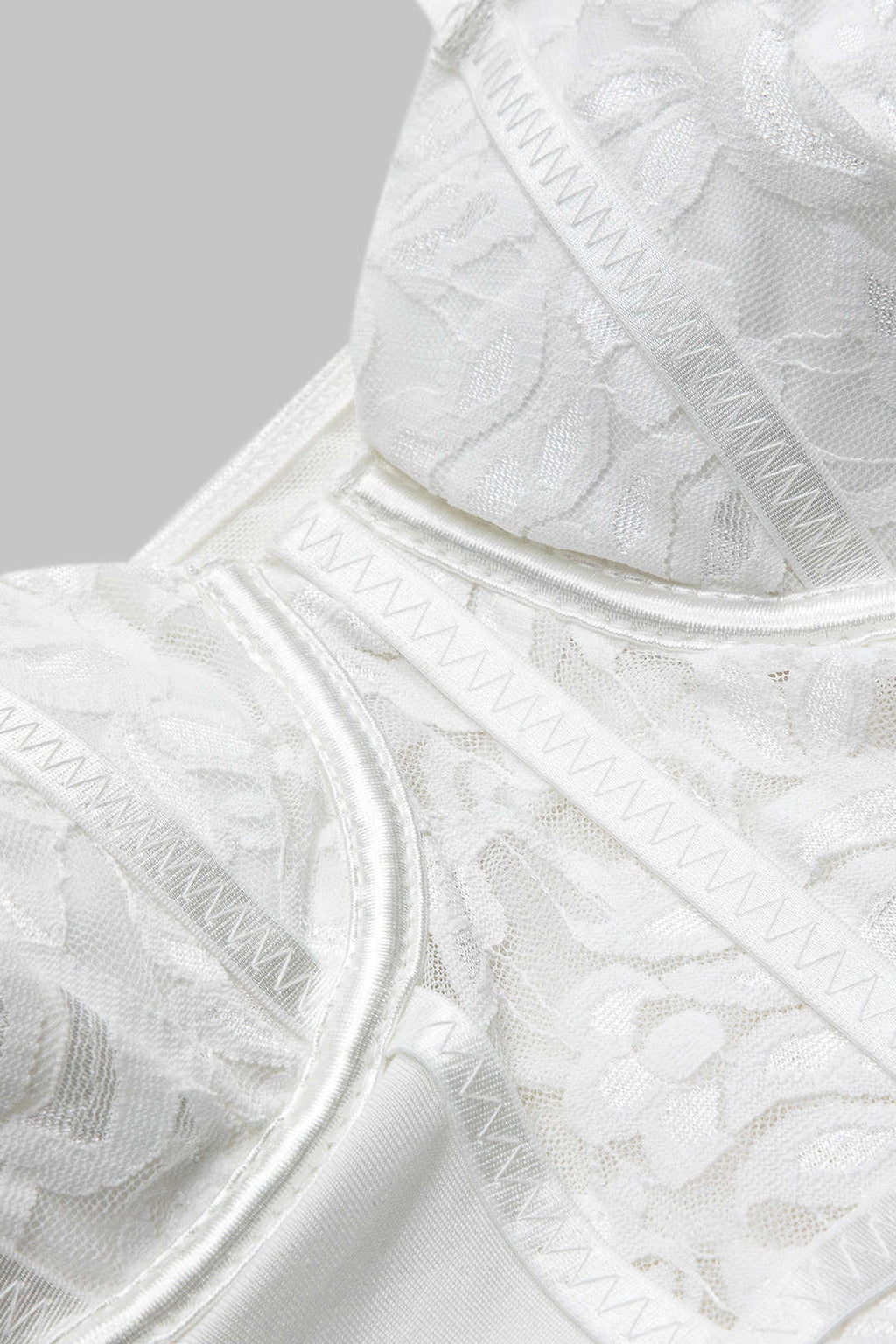 Ağ Mesh Dantel Nakışlı Bustier Korse Slip İç Çamaşırı Bodysuit