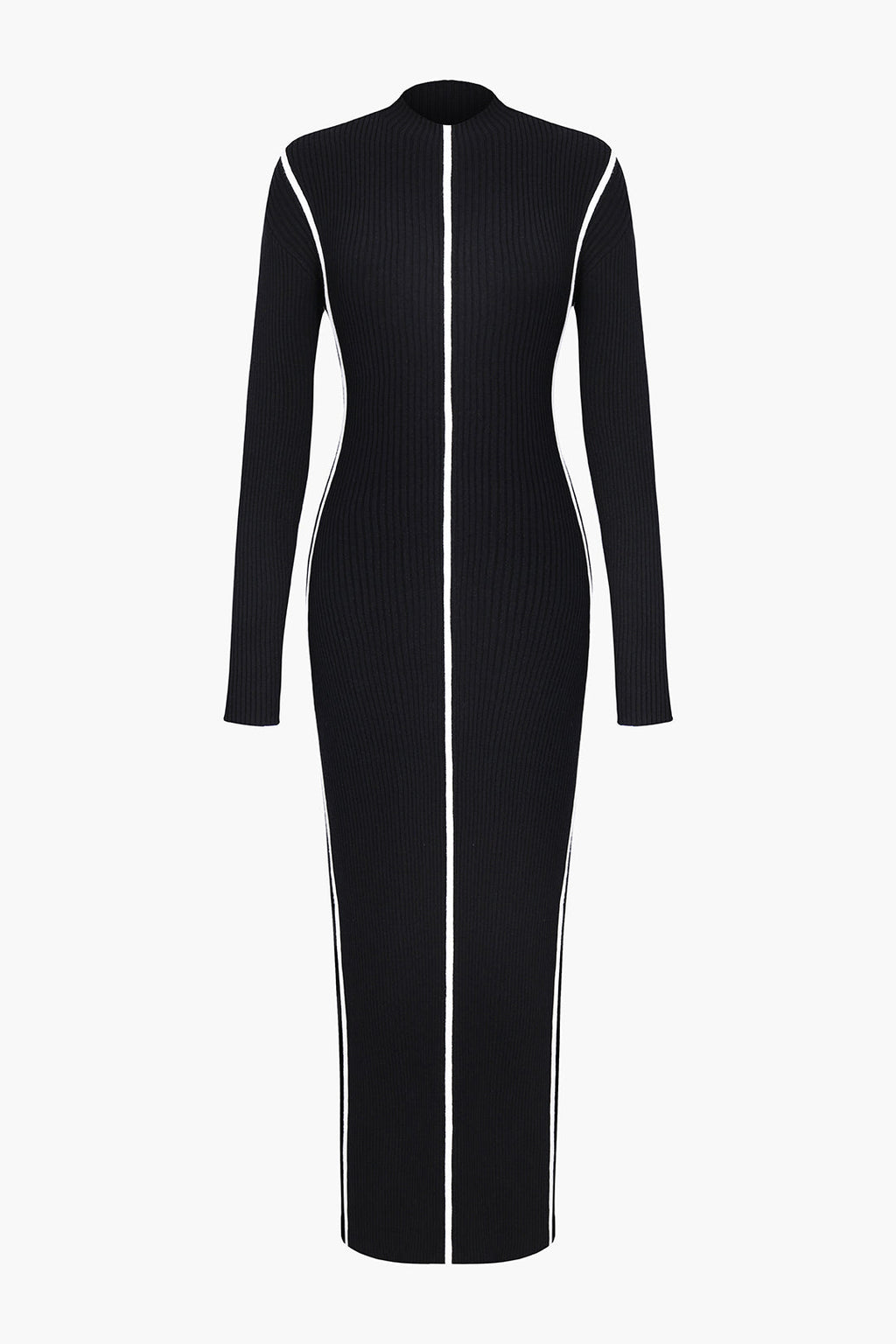 Blok Renk Uzun Kollu Midi Elbise