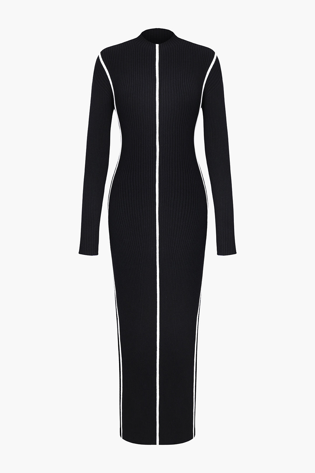 Blok Renk Uzun Kollu Midi Elbise