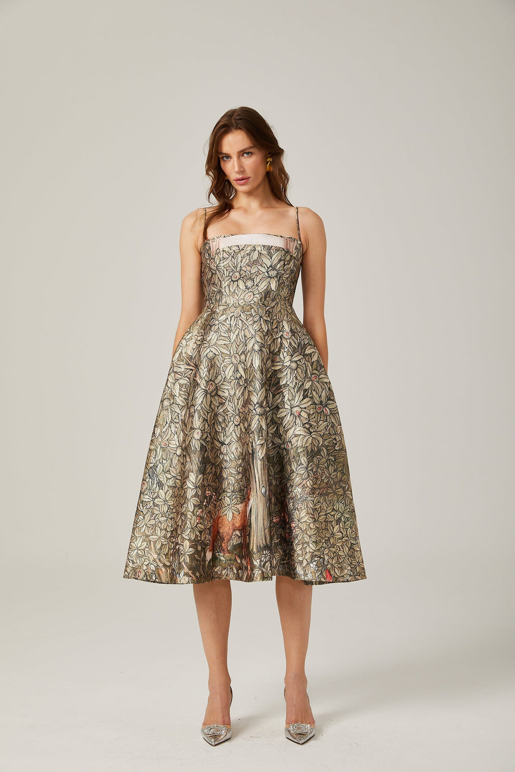 Claudia desen midi elbise