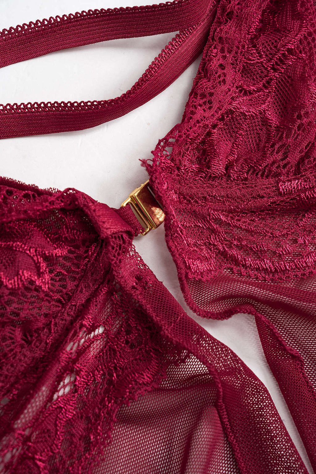 Dantel Şeffaf Bustiyer Slip Gece Elbisesi ve Külot Seti