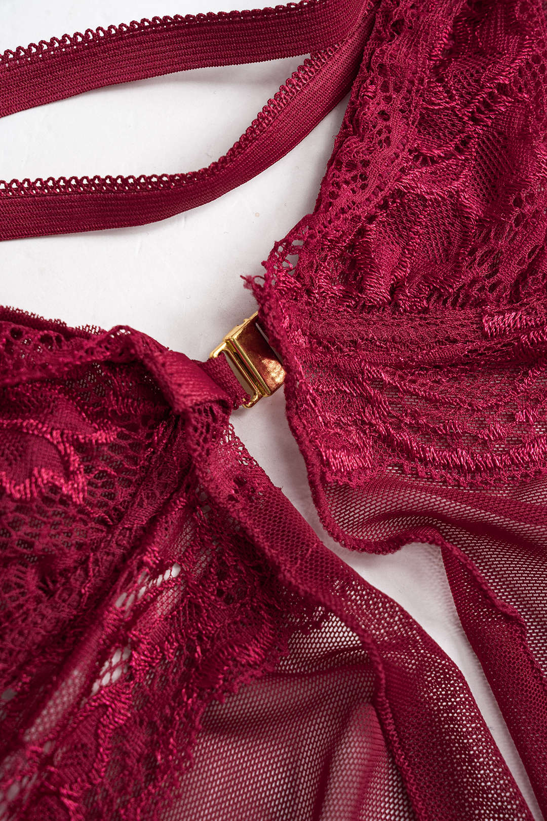 Dantel Şeffaf Bustiyer Slip Gece Elbisesi ve Külot Seti