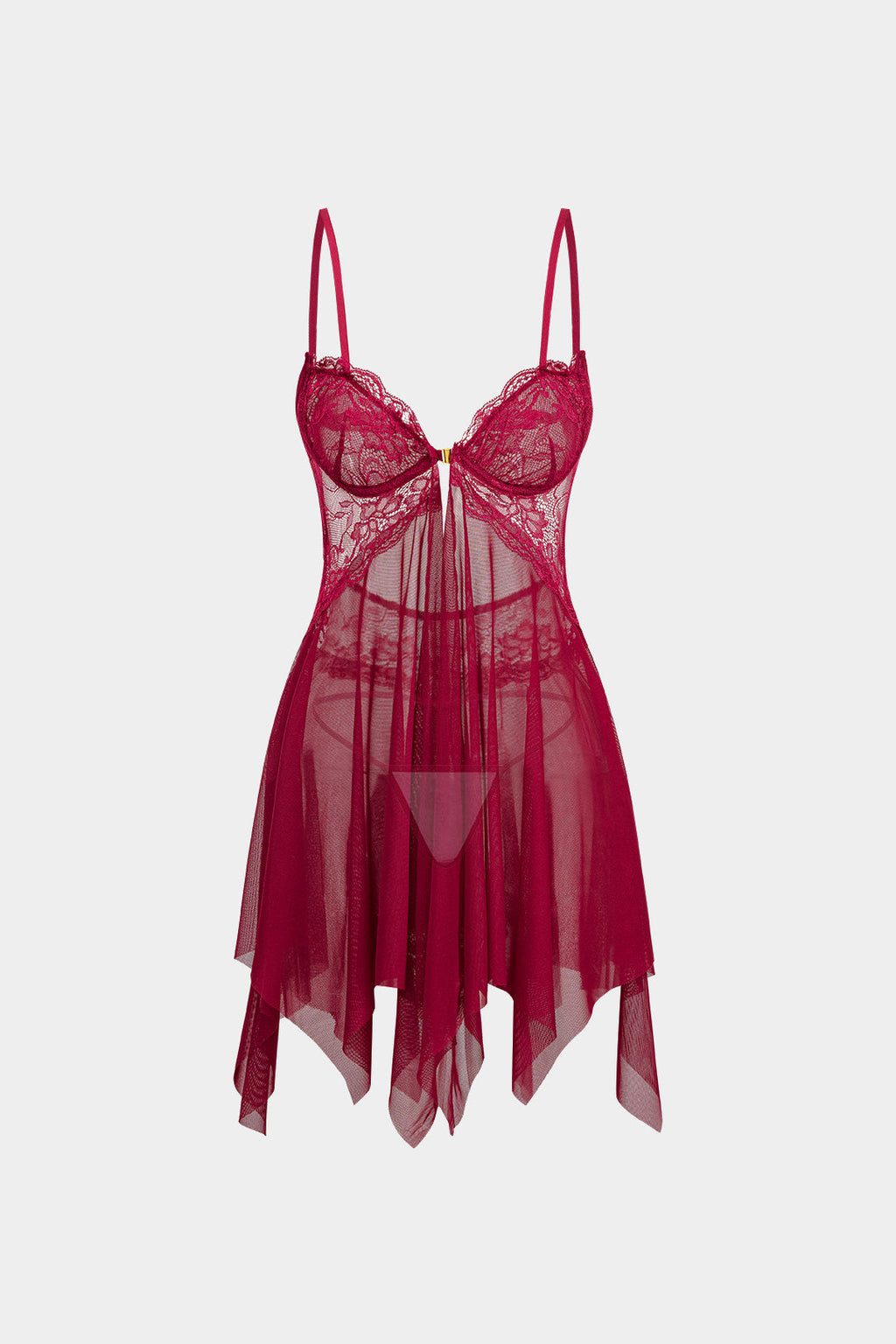 Dantel Şeffaf Bustiyer Slip Gece Elbisesi ve Külot Seti