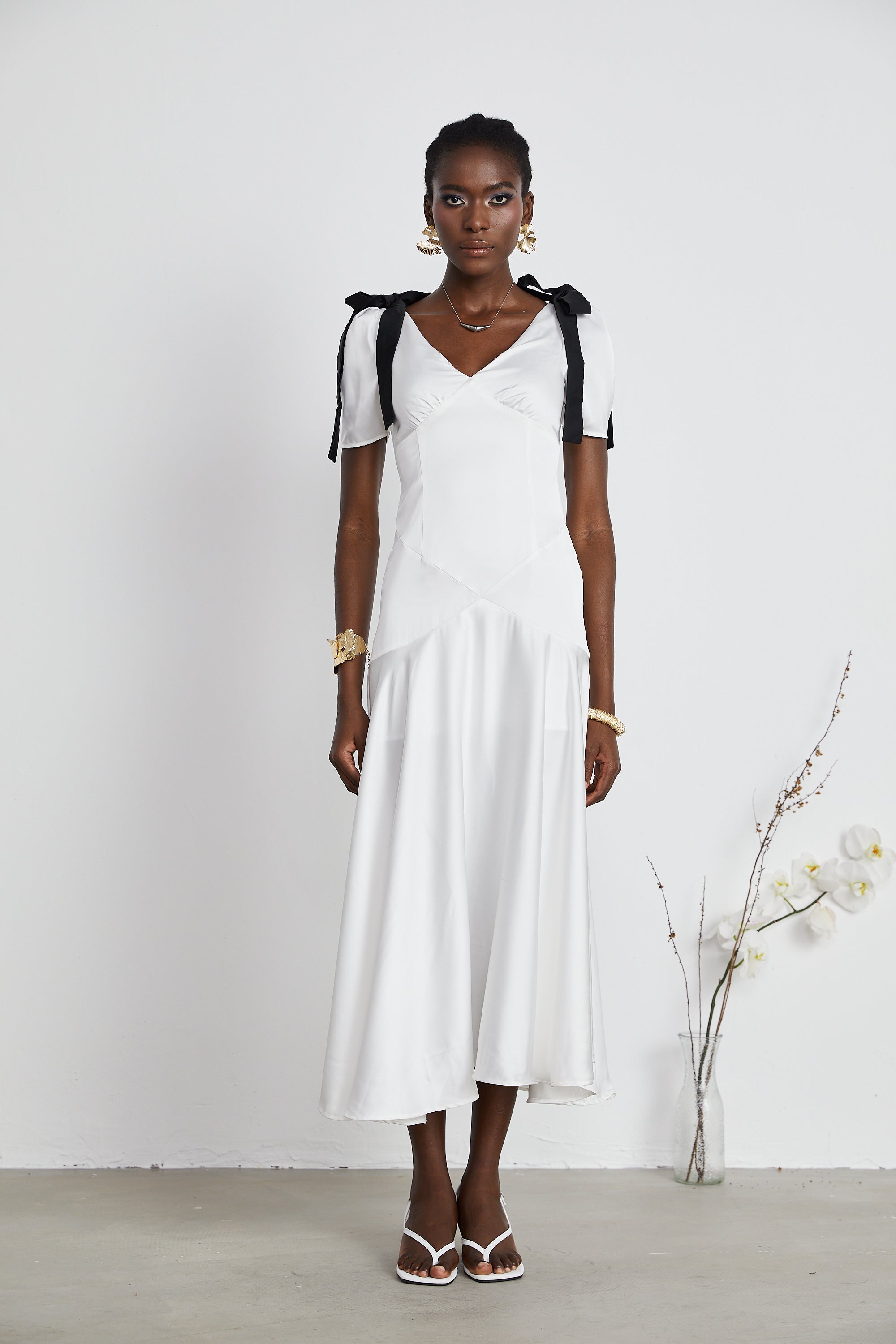 Cyrielle şerit maksi elbise