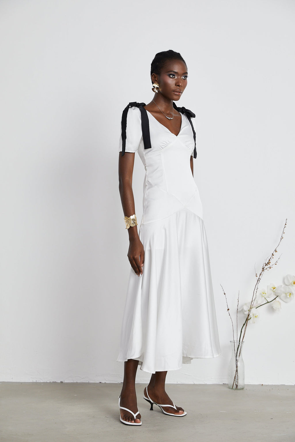 Cyrielle şerit maksi elbise