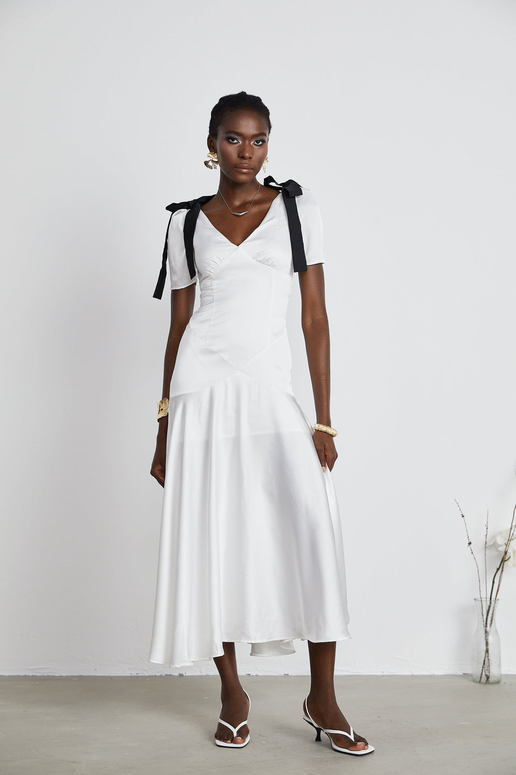 Cyrielle şerit maksi elbise