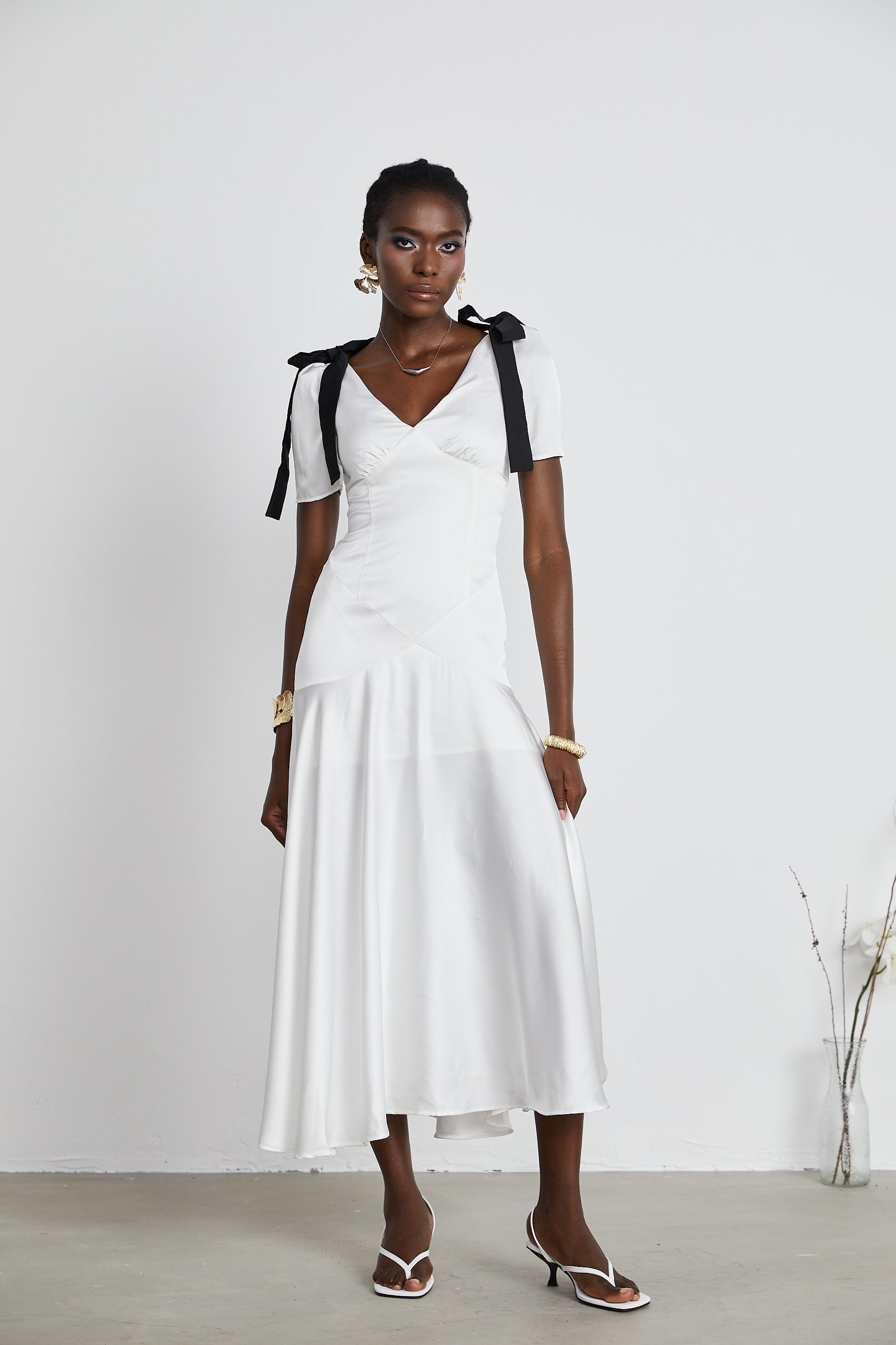 Cyrielle şerit maksi elbise