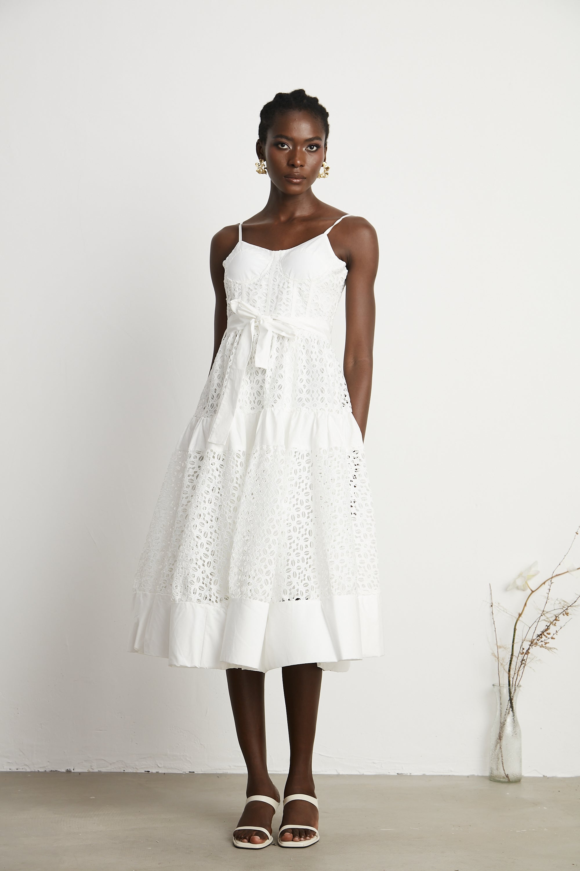 Catriona kuşak midi elbise