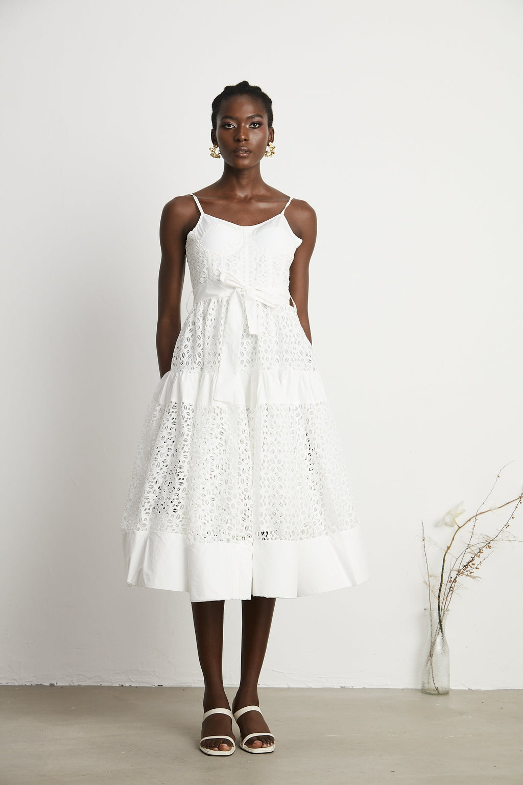 Catriona kuşak midi elbise