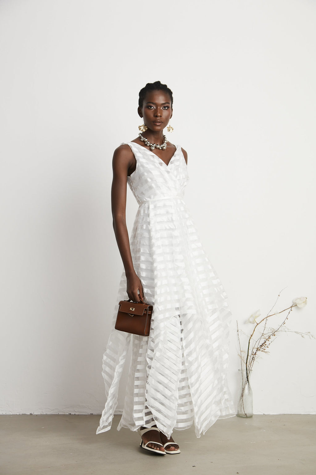 Aimée tül midi elbise