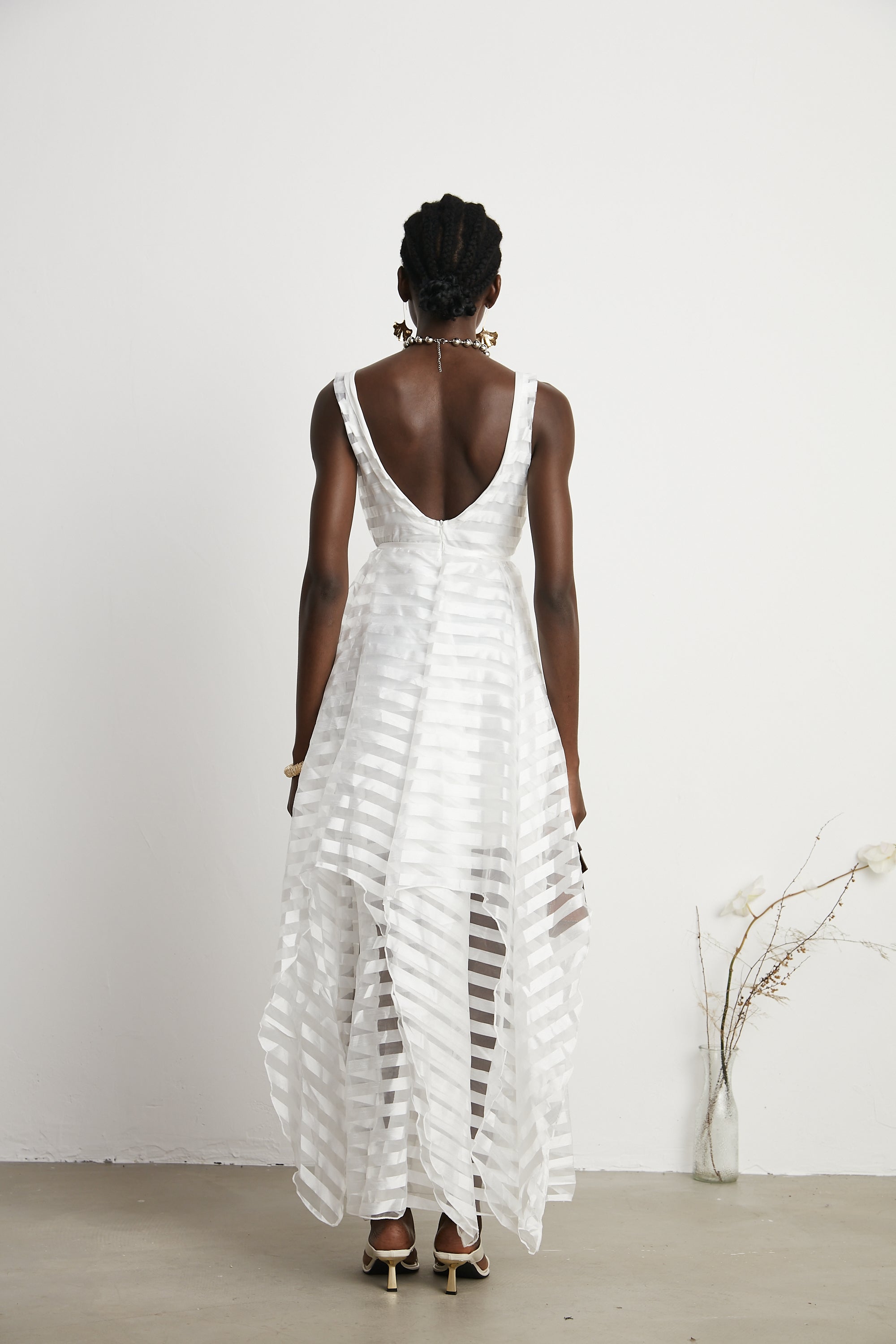 Aimée tül midi elbise