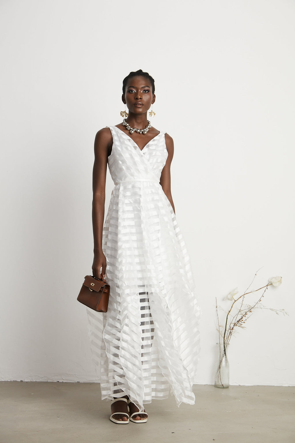 Aimée tül midi elbise