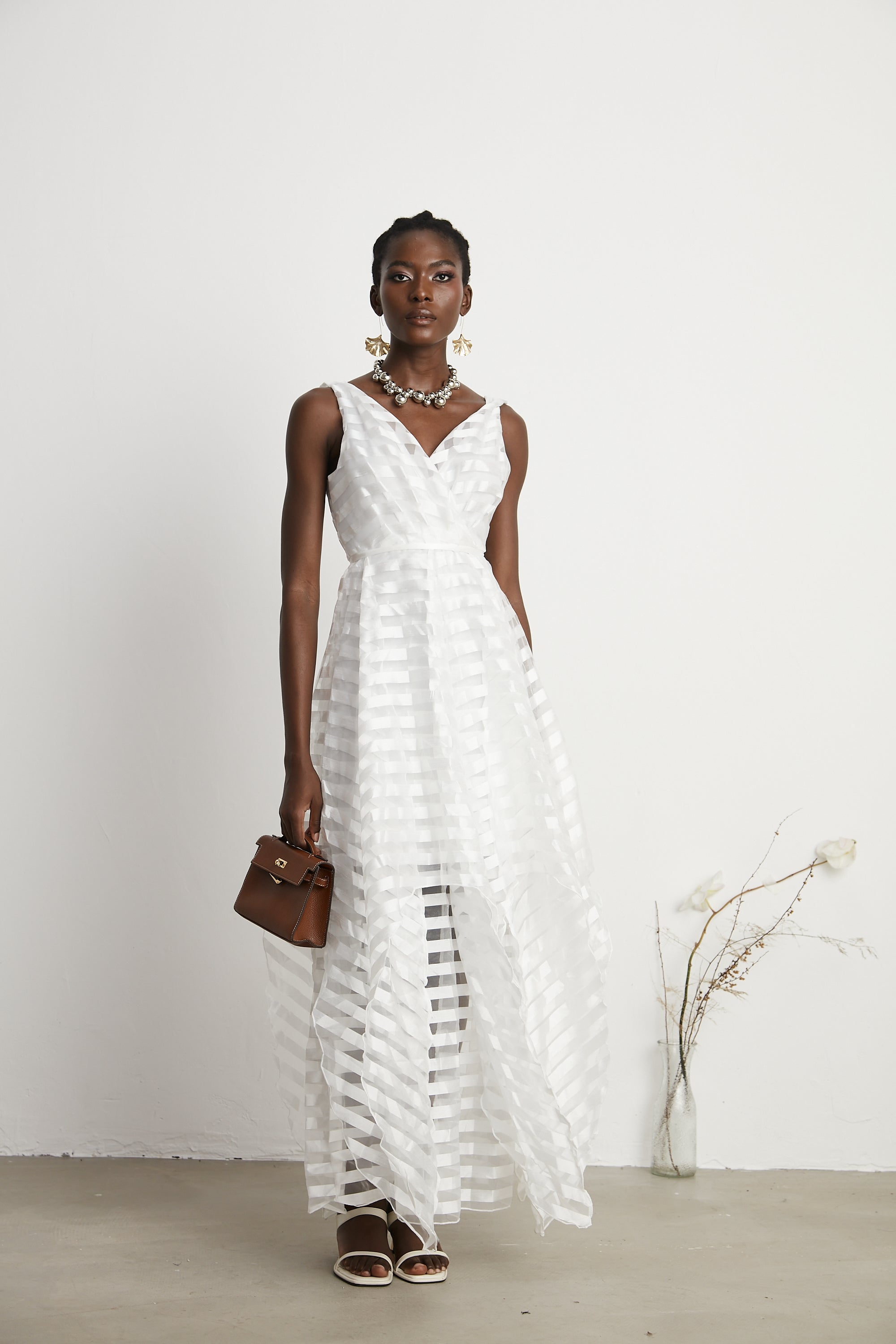 Aimée tül midi elbise