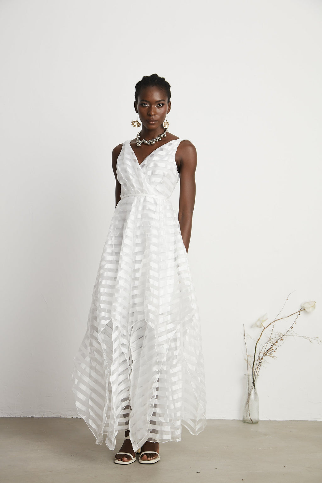 Aimée tül midi elbise