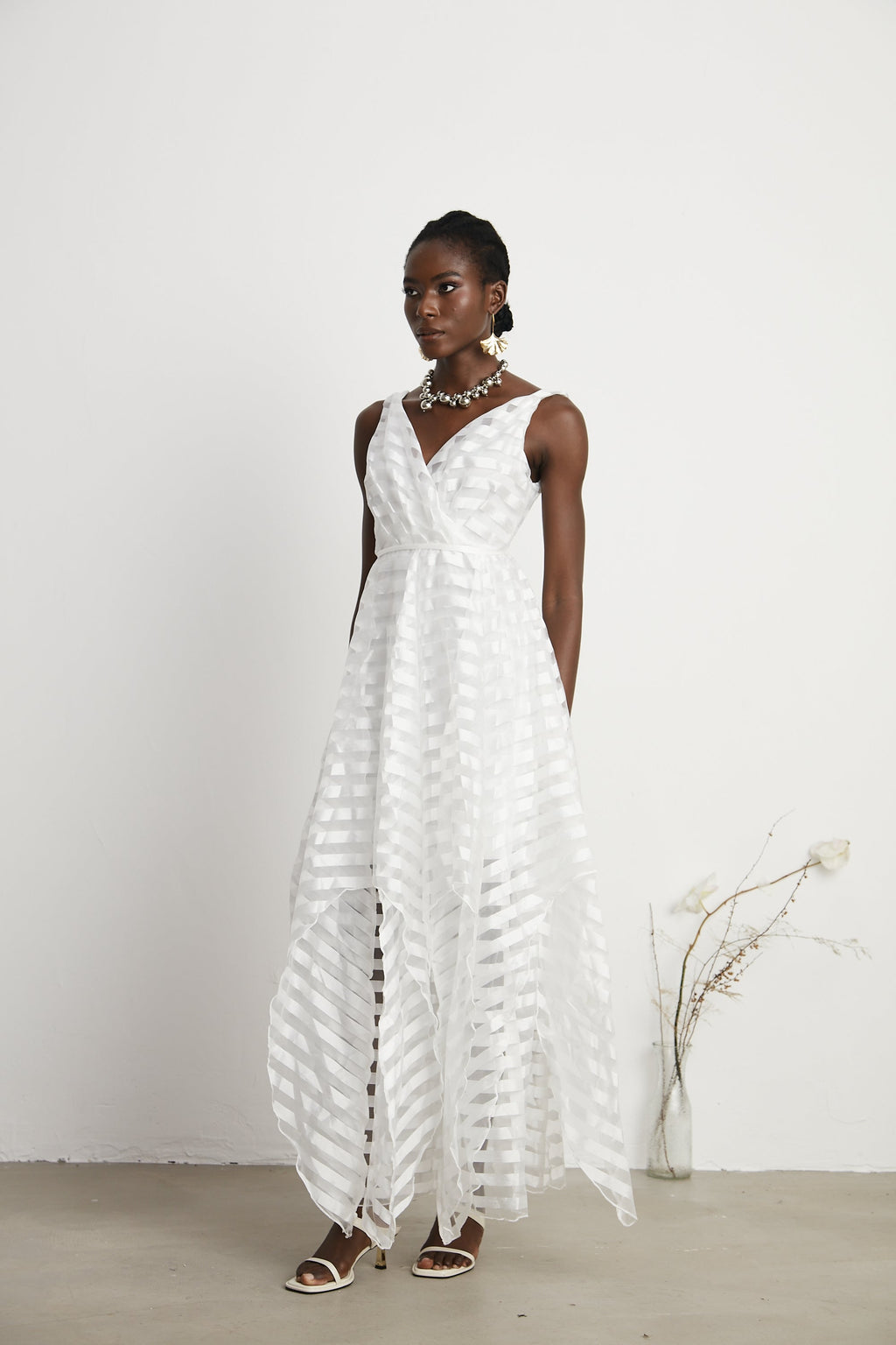 Aimée tül midi elbise