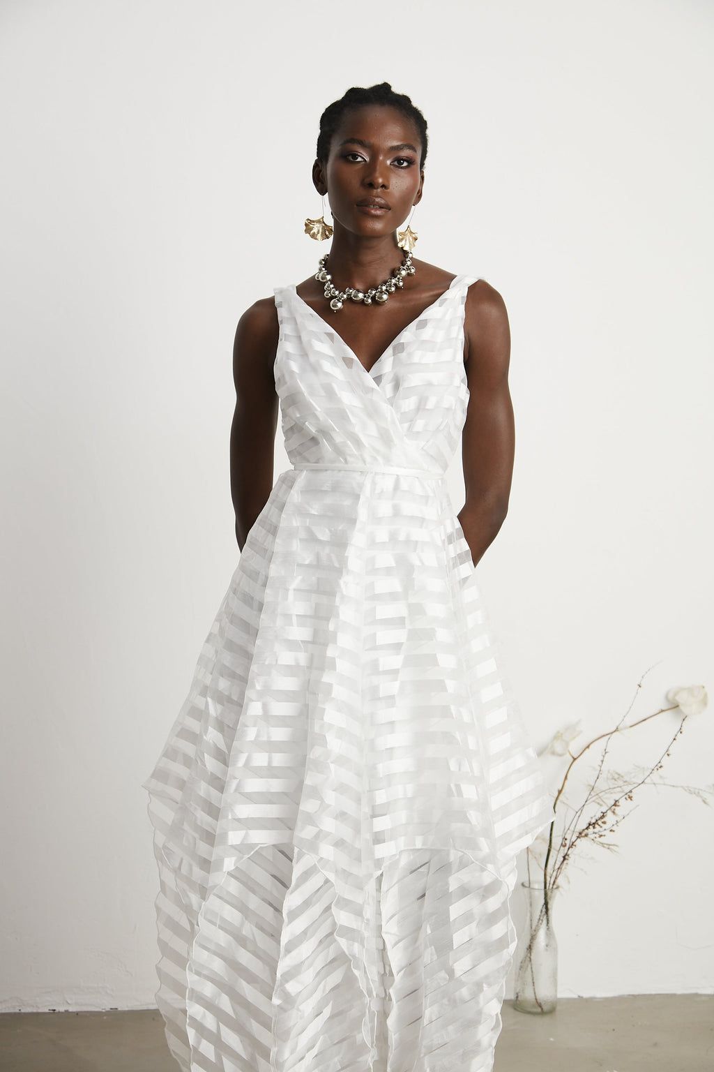 Aimée tül midi elbise