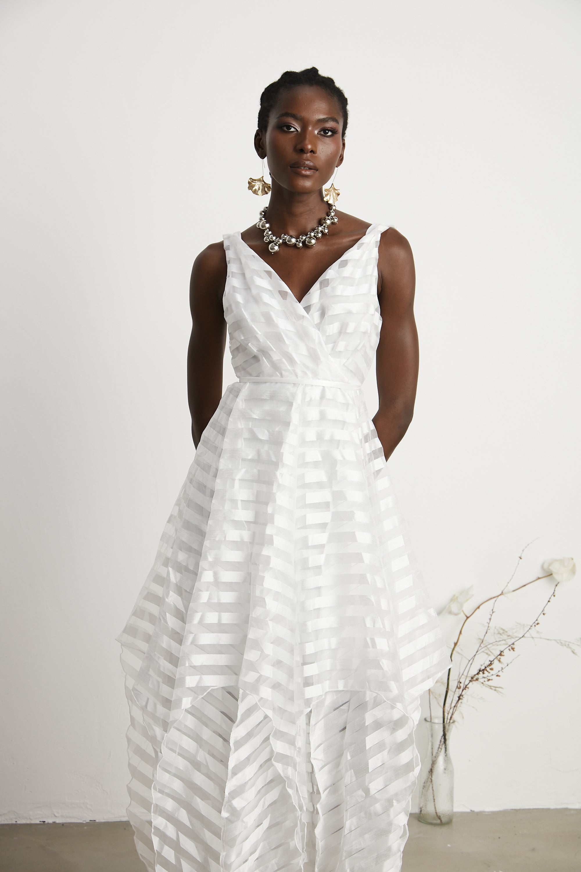 Aimée tül midi elbise